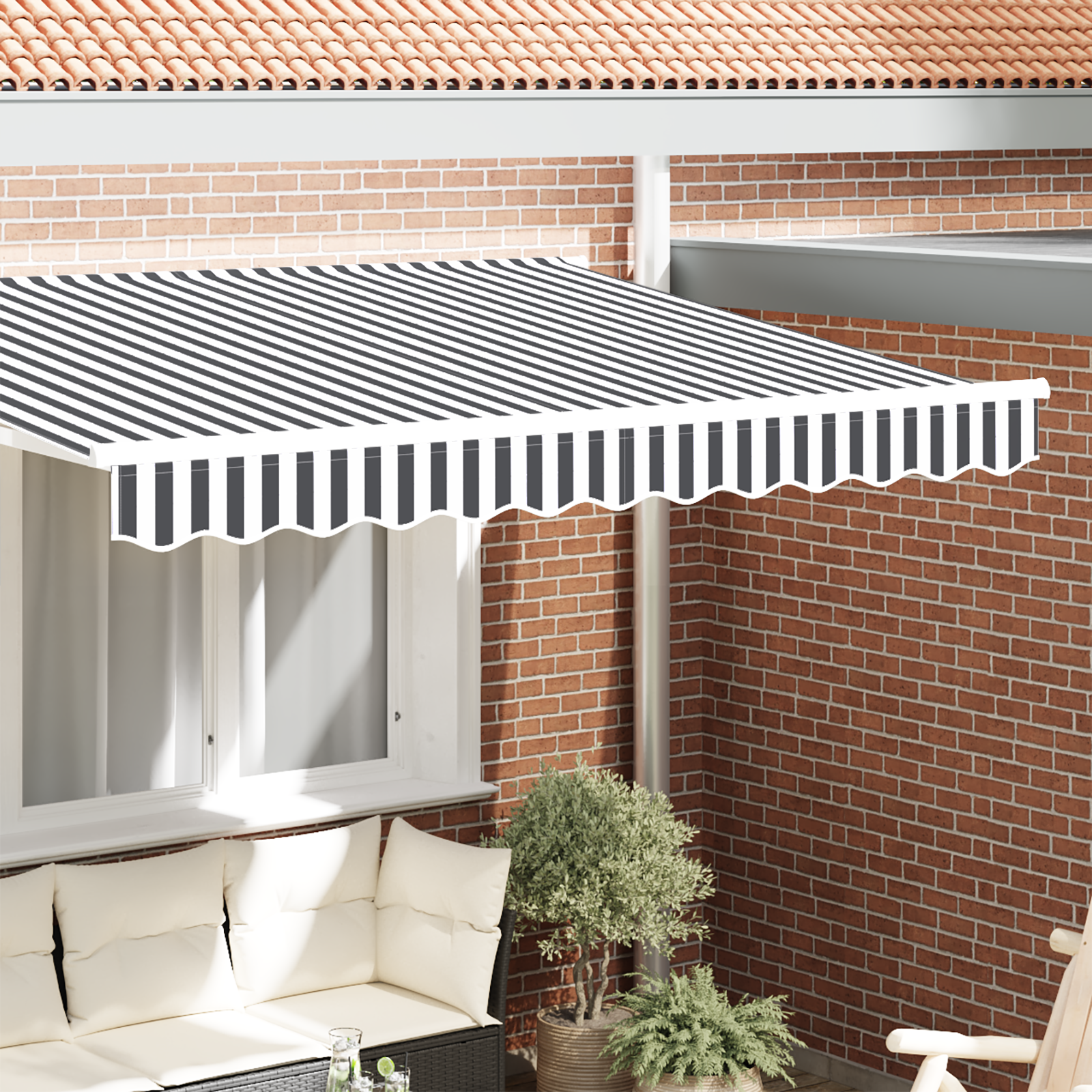 Awning Valance for 2.5 m Frame Anthracite and White 2.3x0.2 m