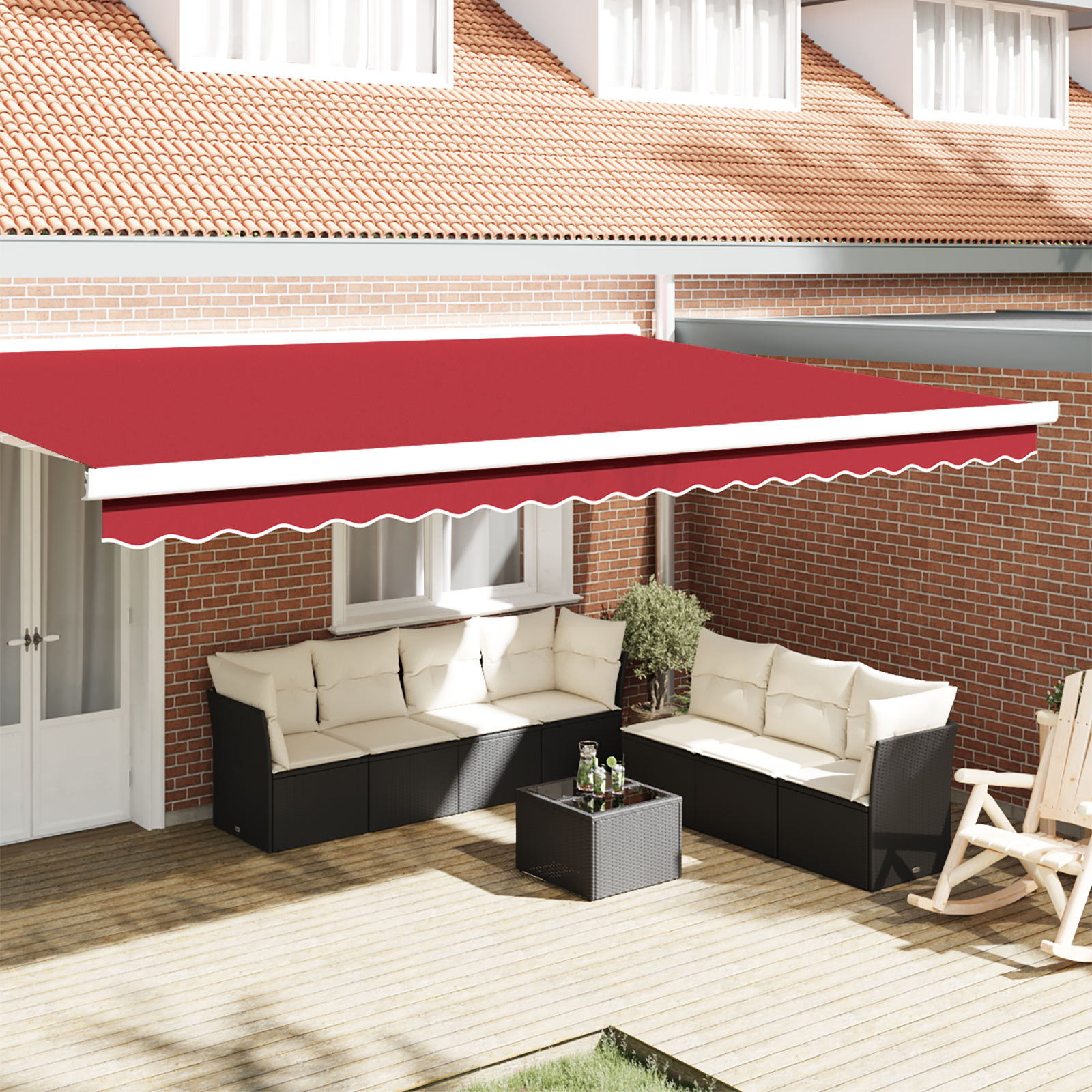 Awning Valance for 5 m Frame Red 4.8x0.2 m