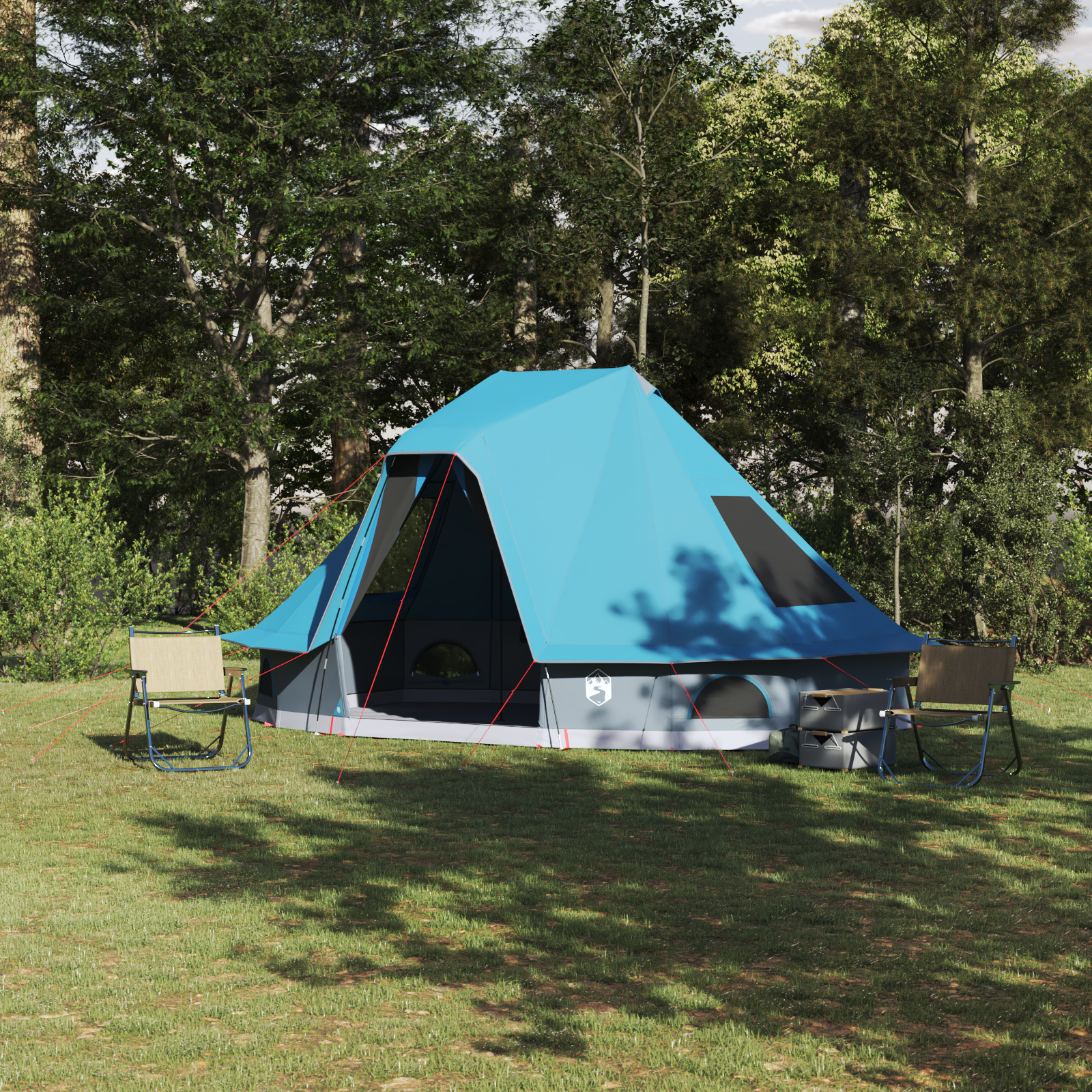 Family Tent Tipi Blue 6-Person Waterproof