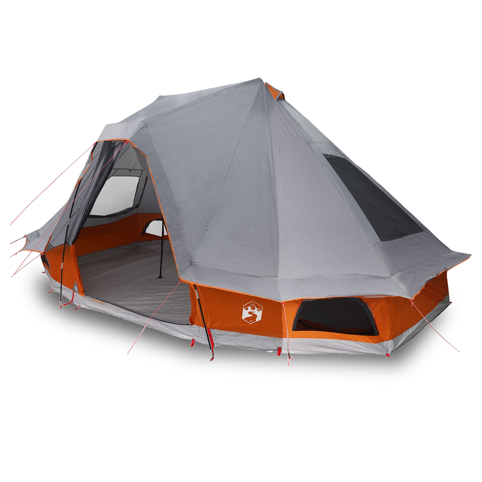 Family Tent Tipi Grey and Orange 6-Person Waterproof - Image 3