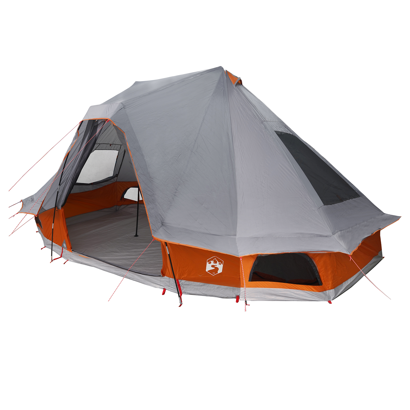 Family Tent Tipi Grey and Orange 6-Person Waterproof - Image 2