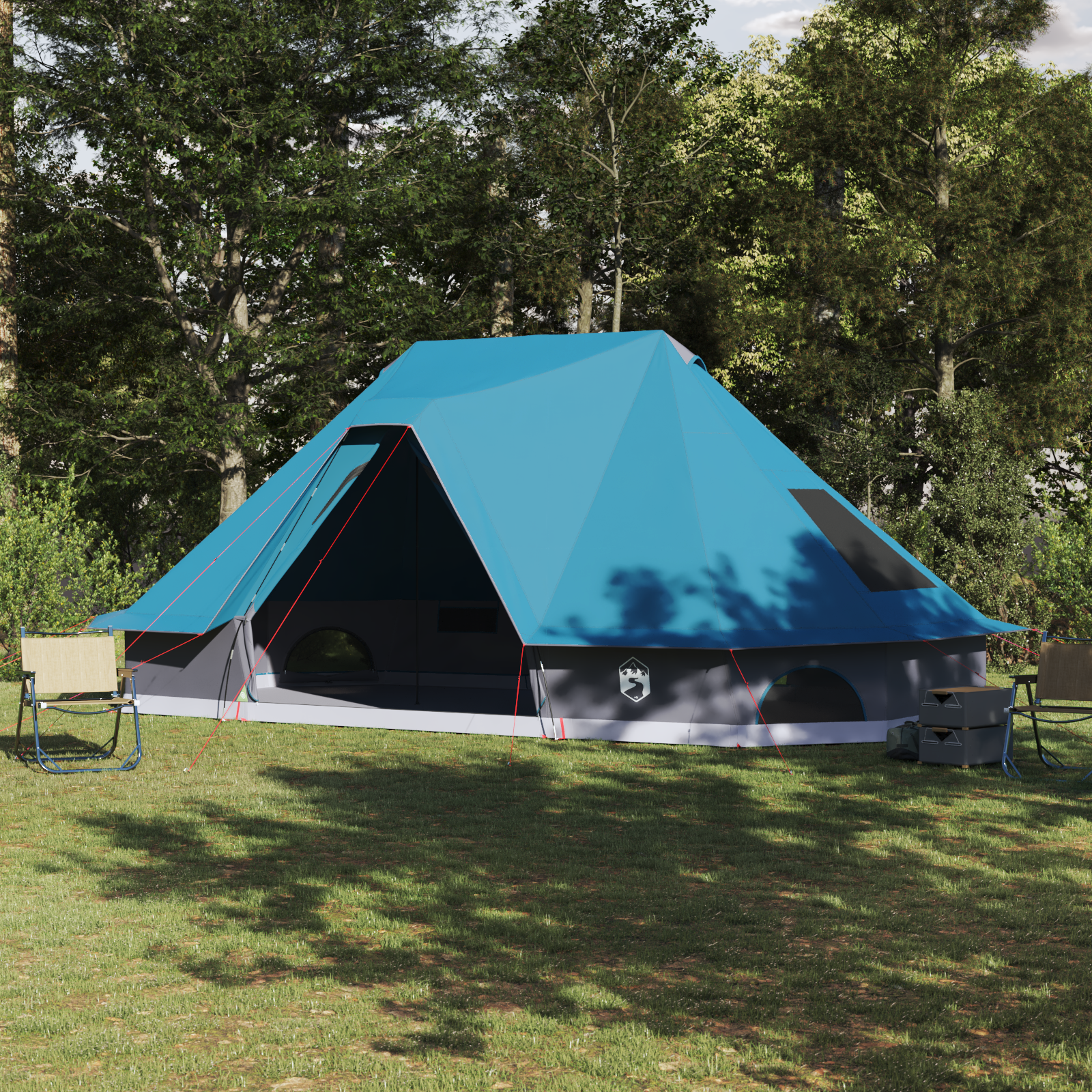 Family Tent Tipi Blue 10-Person Waterproof