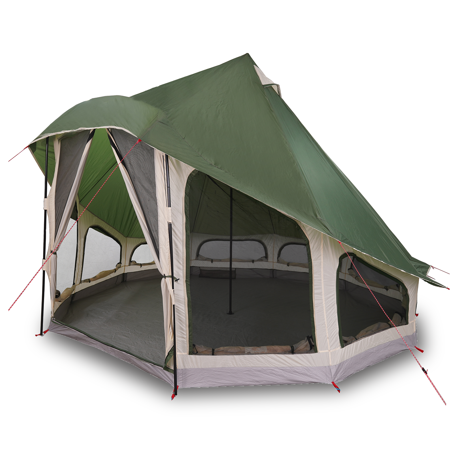Family Tent Tipi Green 6-Person Waterproof - Image 3
