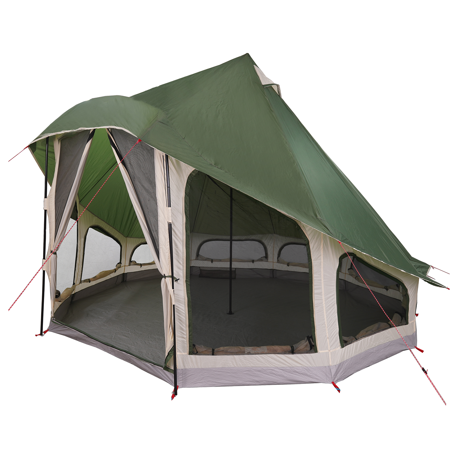 Family Tent Tipi Green 6-Person Waterproof - Image 2