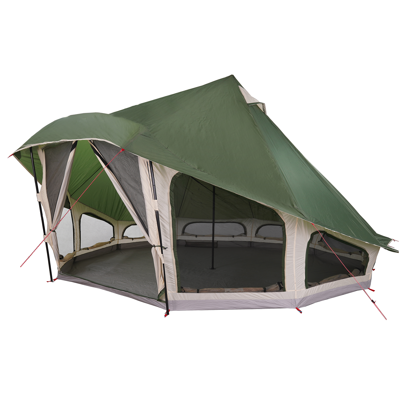Family Tent Tipi Green 10-Person Waterproof - Image 2