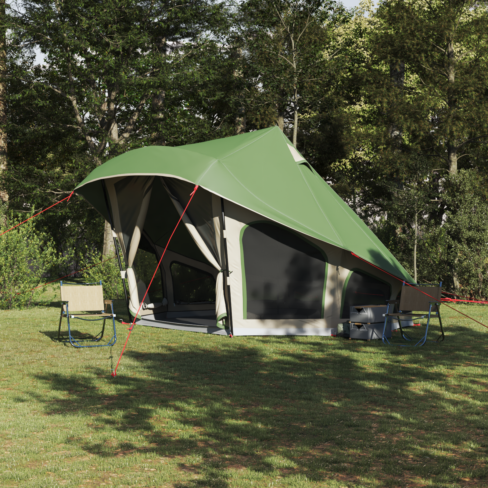 Family Tent Tipi Green 10-Person Waterproof