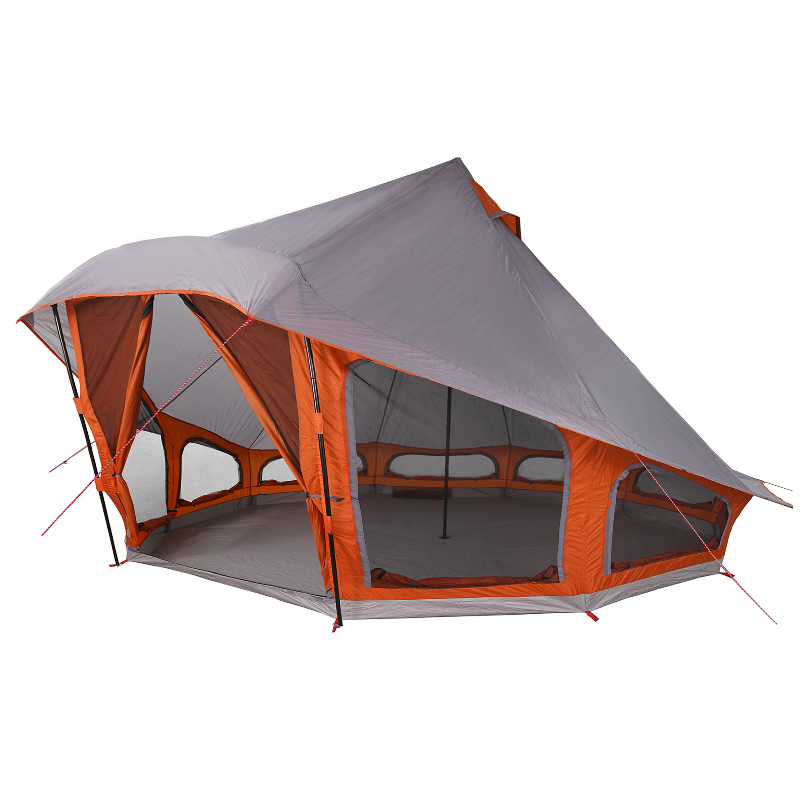 Family Tent Tipi in Grey and Orange for 10 People - Waterproof - Image 2