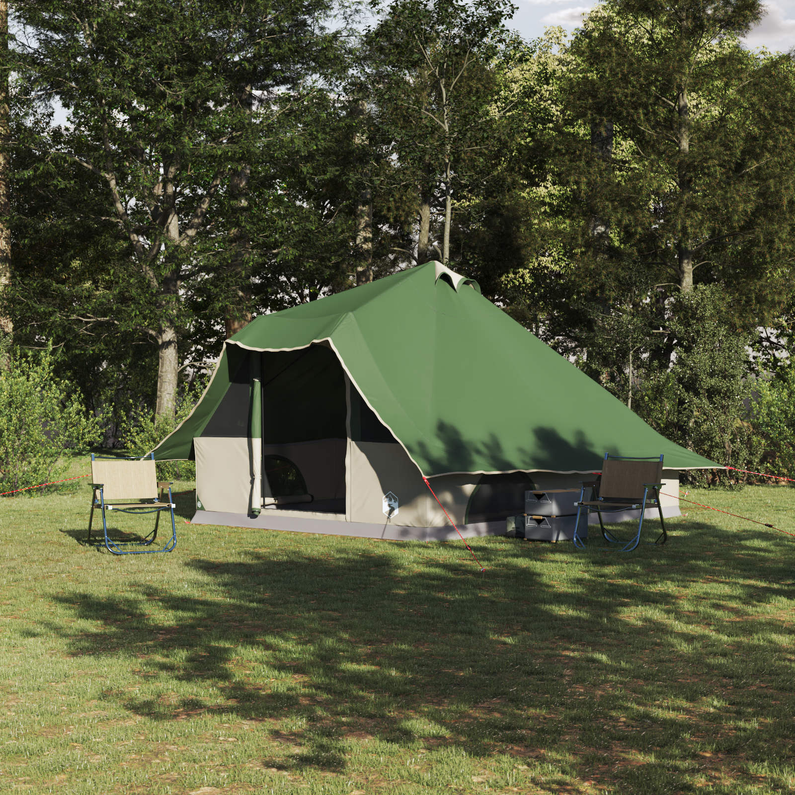 Family Tent Tipi Green 8-Person Waterproof