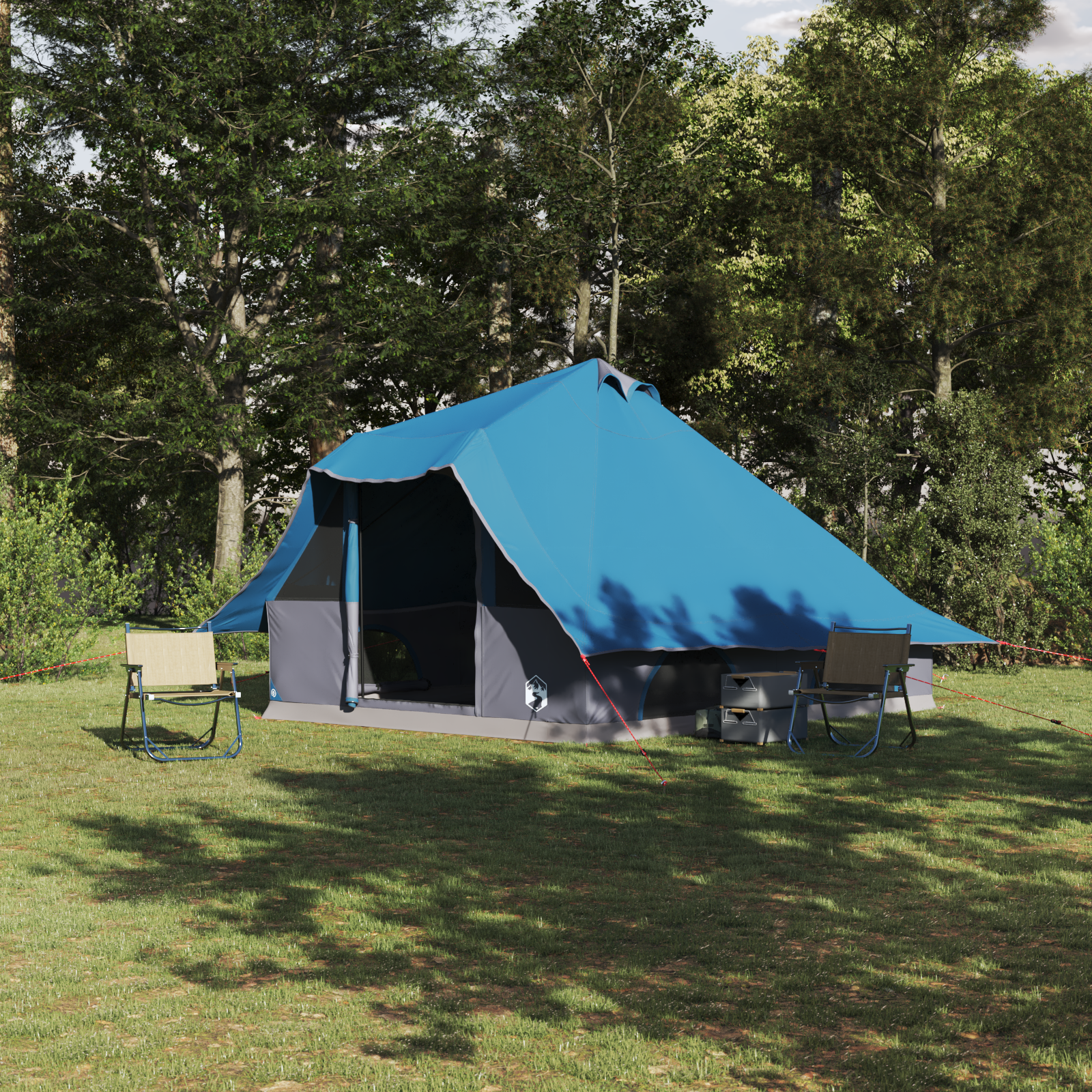 Family Tent Tipi Blue 8-Person Waterproof