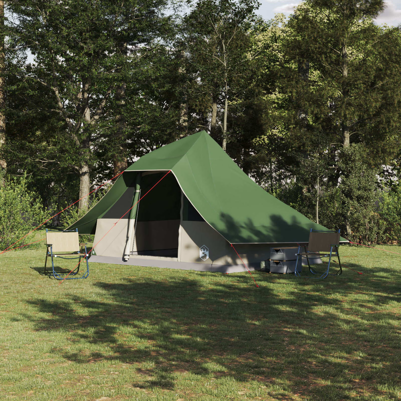 Family Tent Tipi Green 10-Person Waterproof