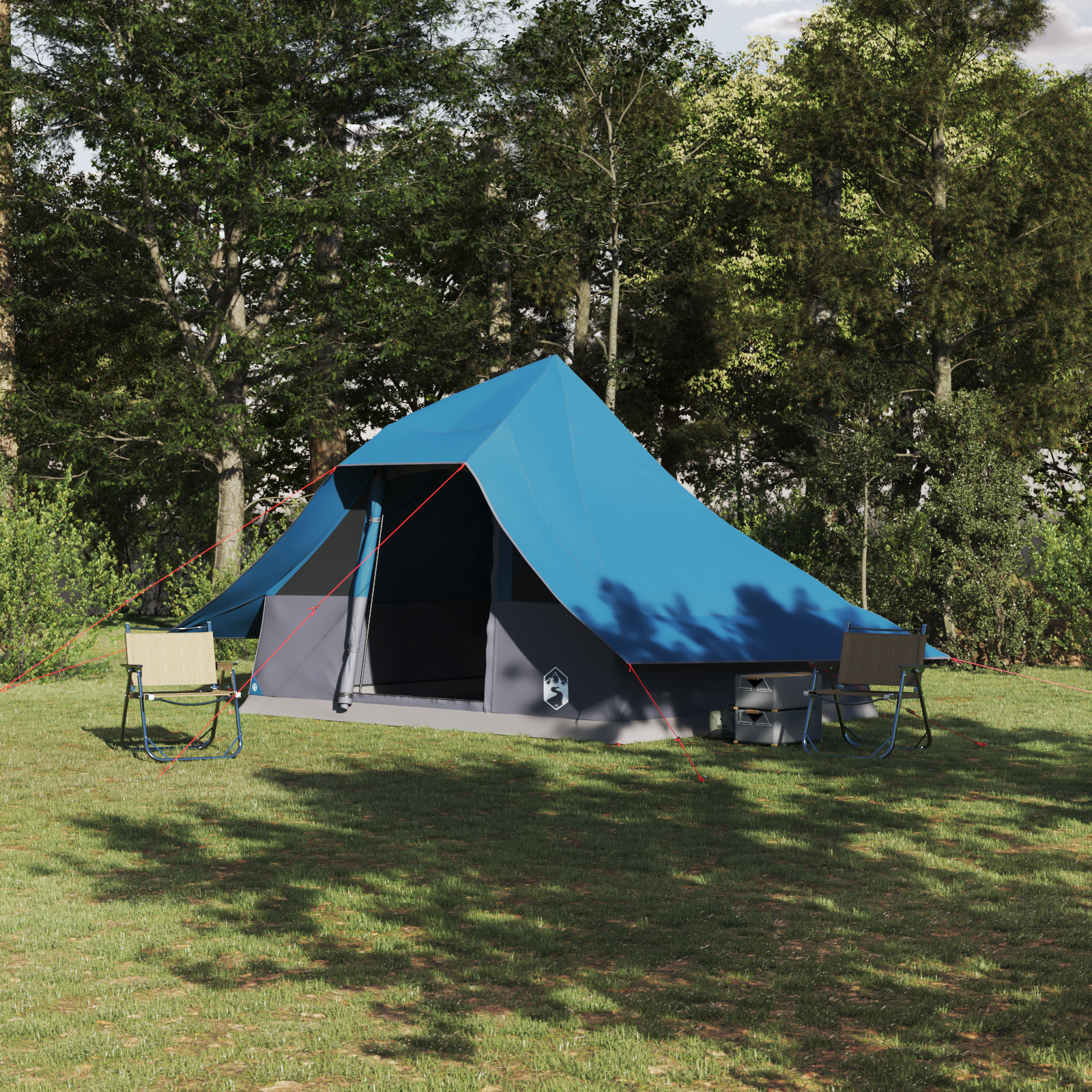Family Tent Tipi Blue 10-Person Waterproof