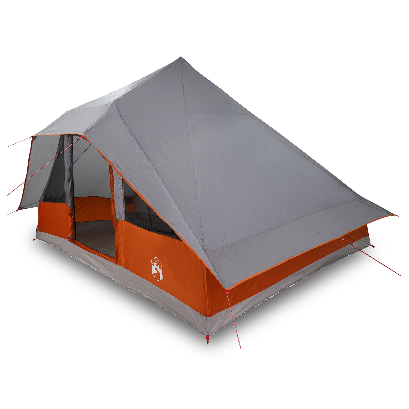 Family Tent Tipi Grey and Orange 10-Person Waterproof - Image 3