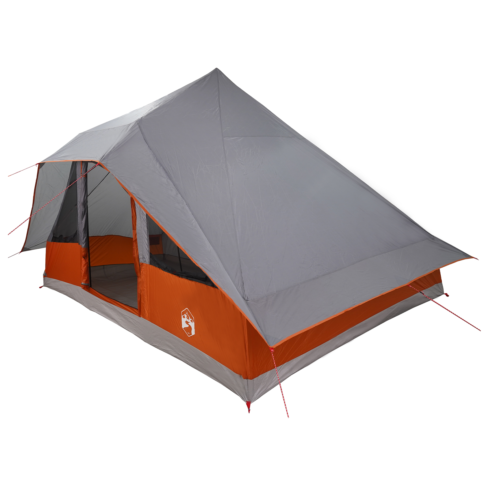 Family Tent Tipi Grey and Orange 10-Person Waterproof - Image 2