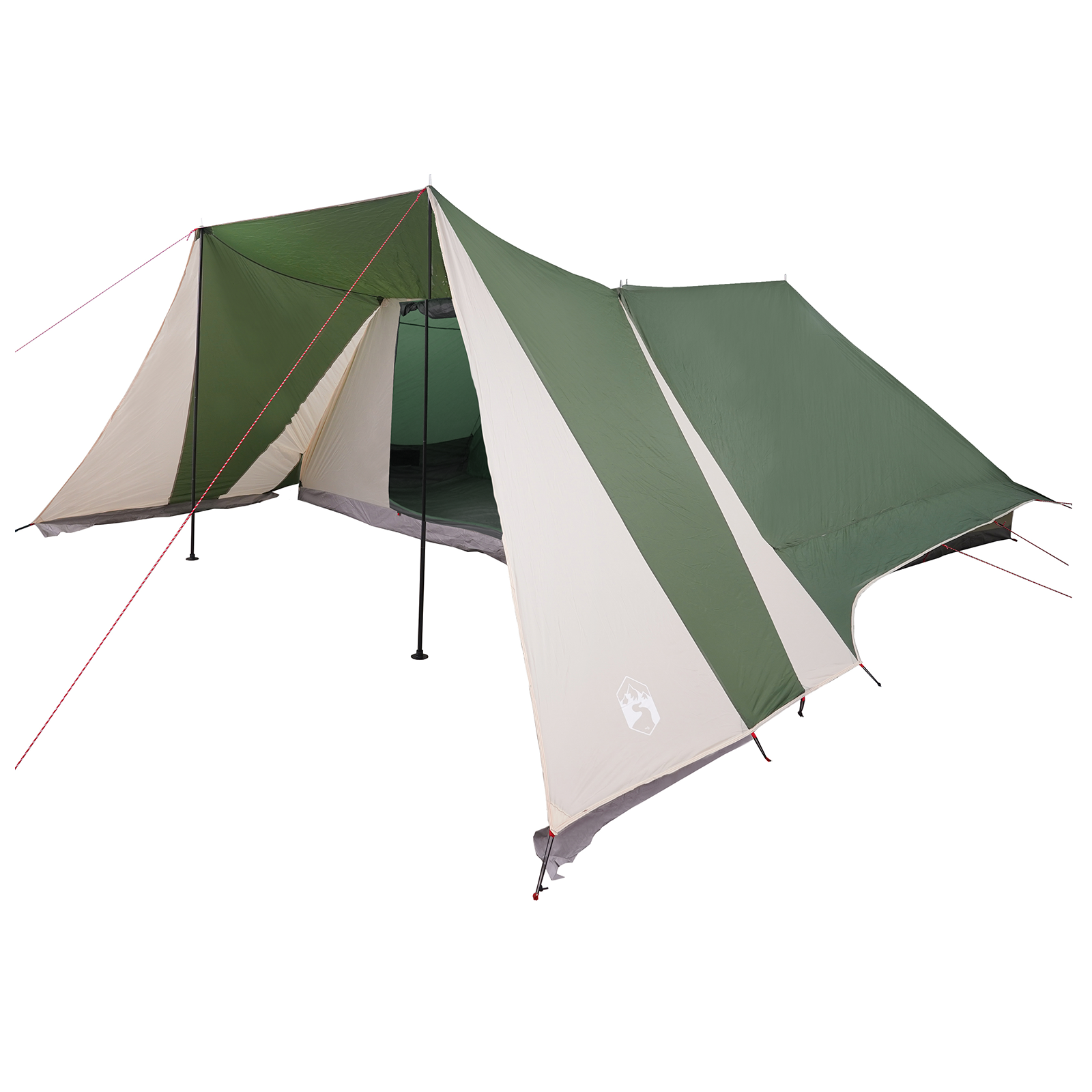 Family Tent with Extended Porch Green 12-Person Waterproof - Image 2