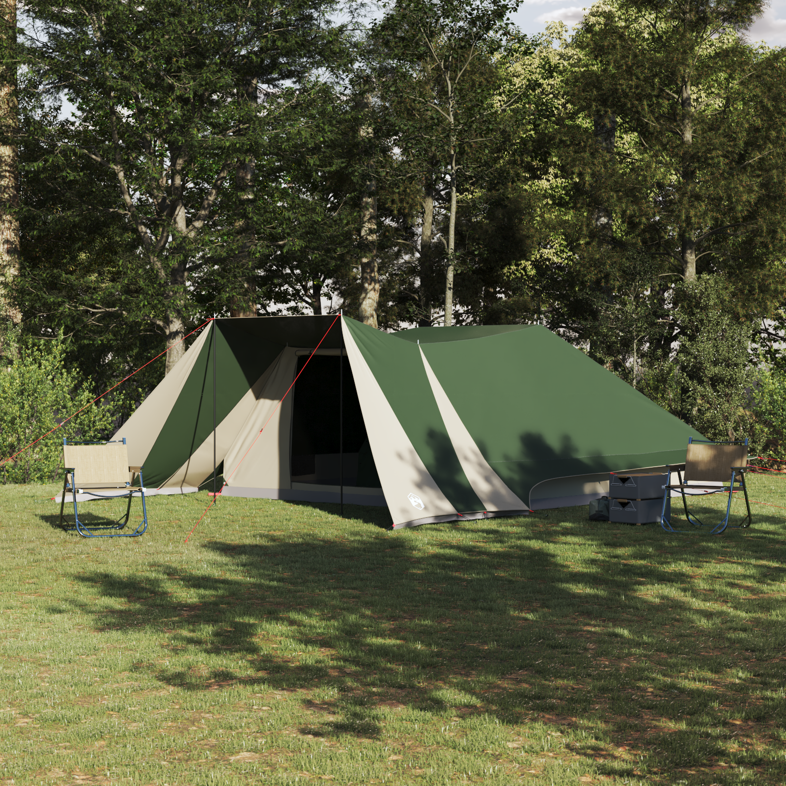 Family Tent with Extended Porch Green 12-Person Waterproof