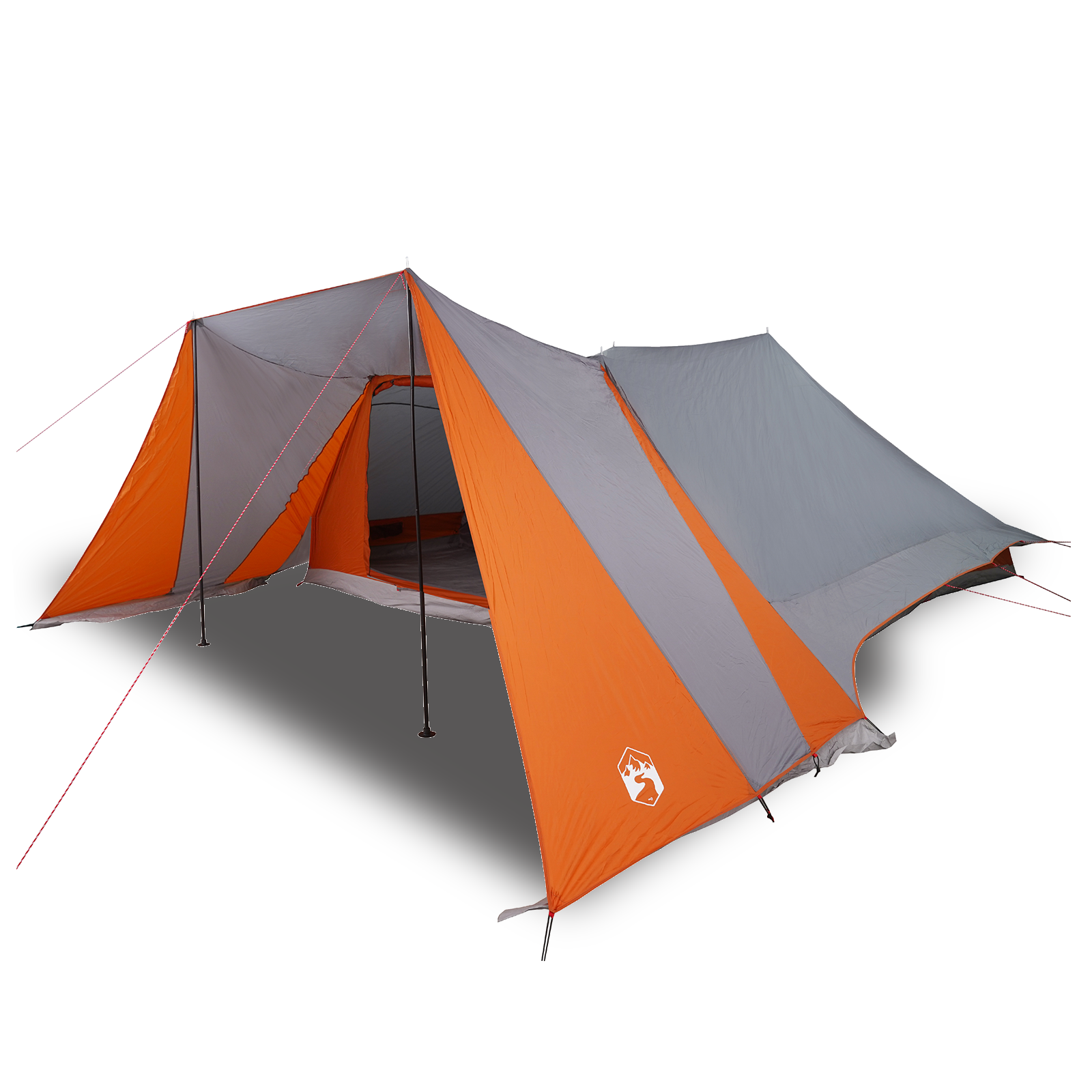 Family Tent with Extended Porch Grey & Orange 12-Person Waterproof - Image 3