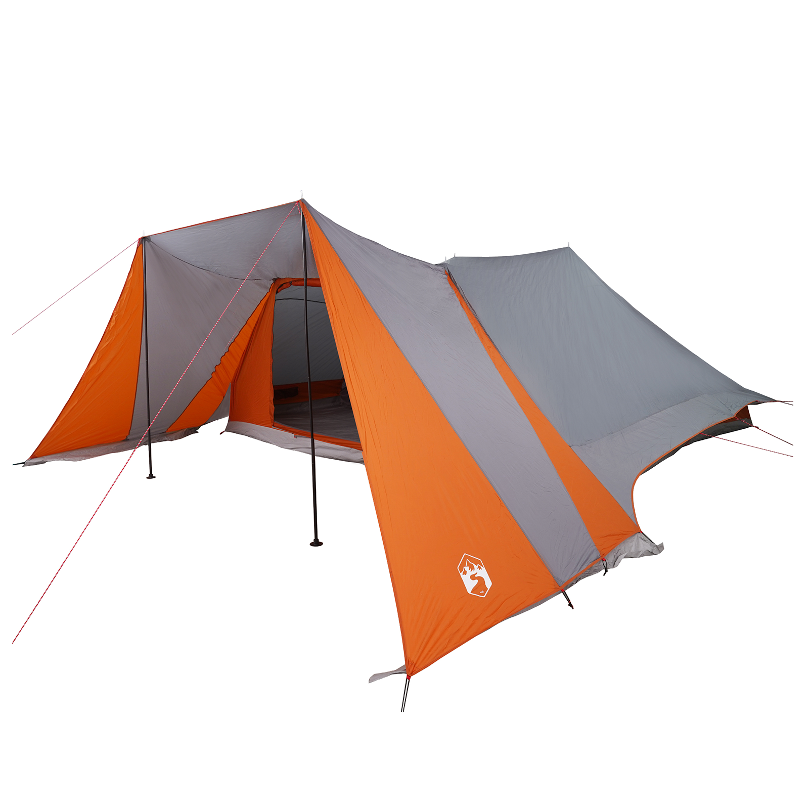 Family Tent with Extended Porch Grey & Orange 12-Person Waterproof - Image 2