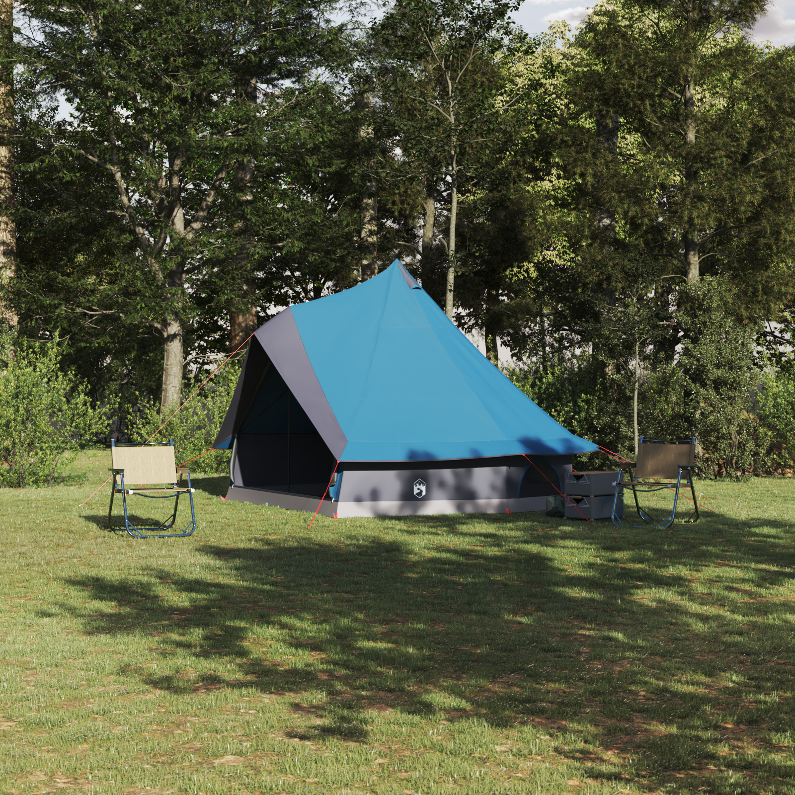 Family Tent Tipi Blue 8-Person Waterproof