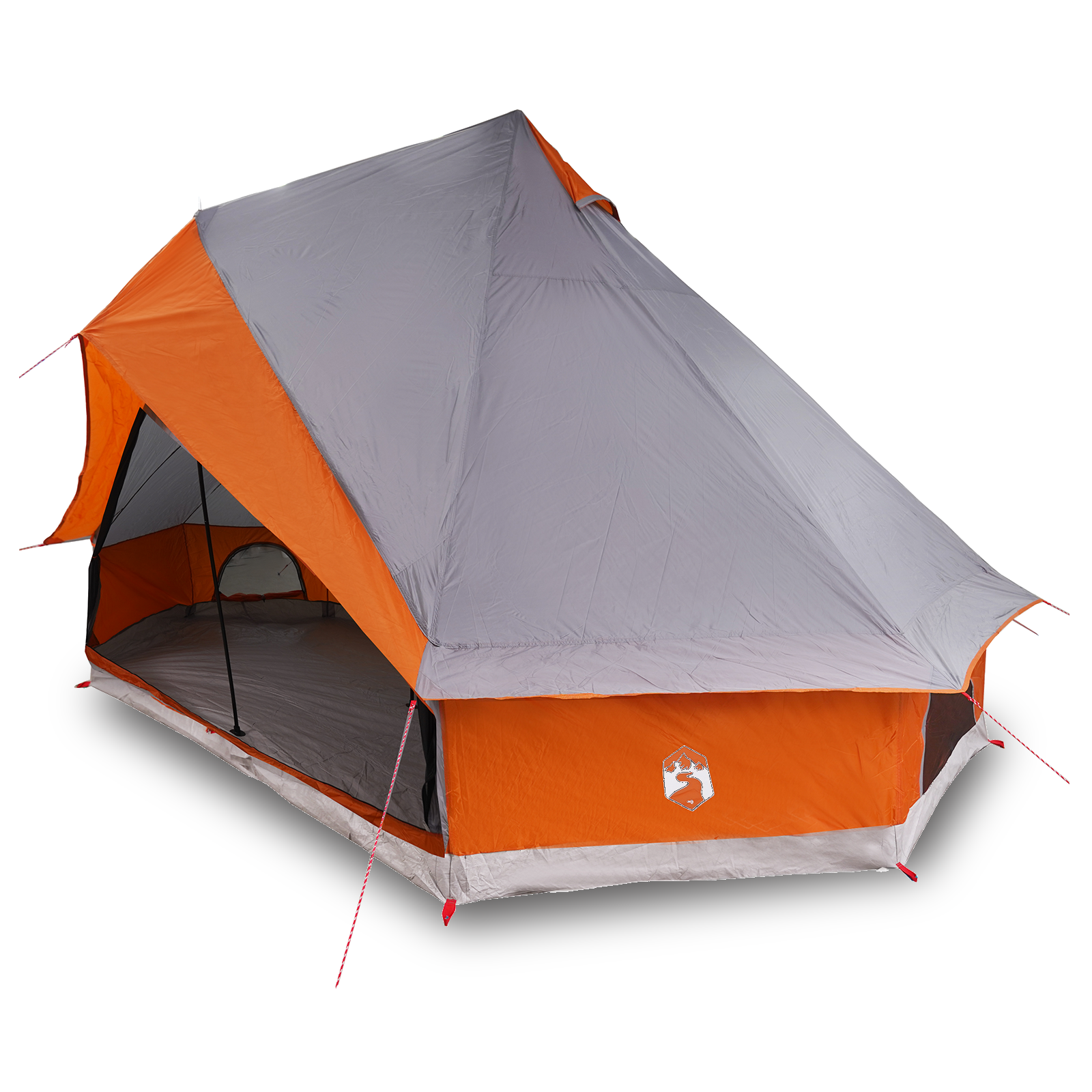 Family Tent Tipi Grey and Orange 8-Person Waterproof - Image 3