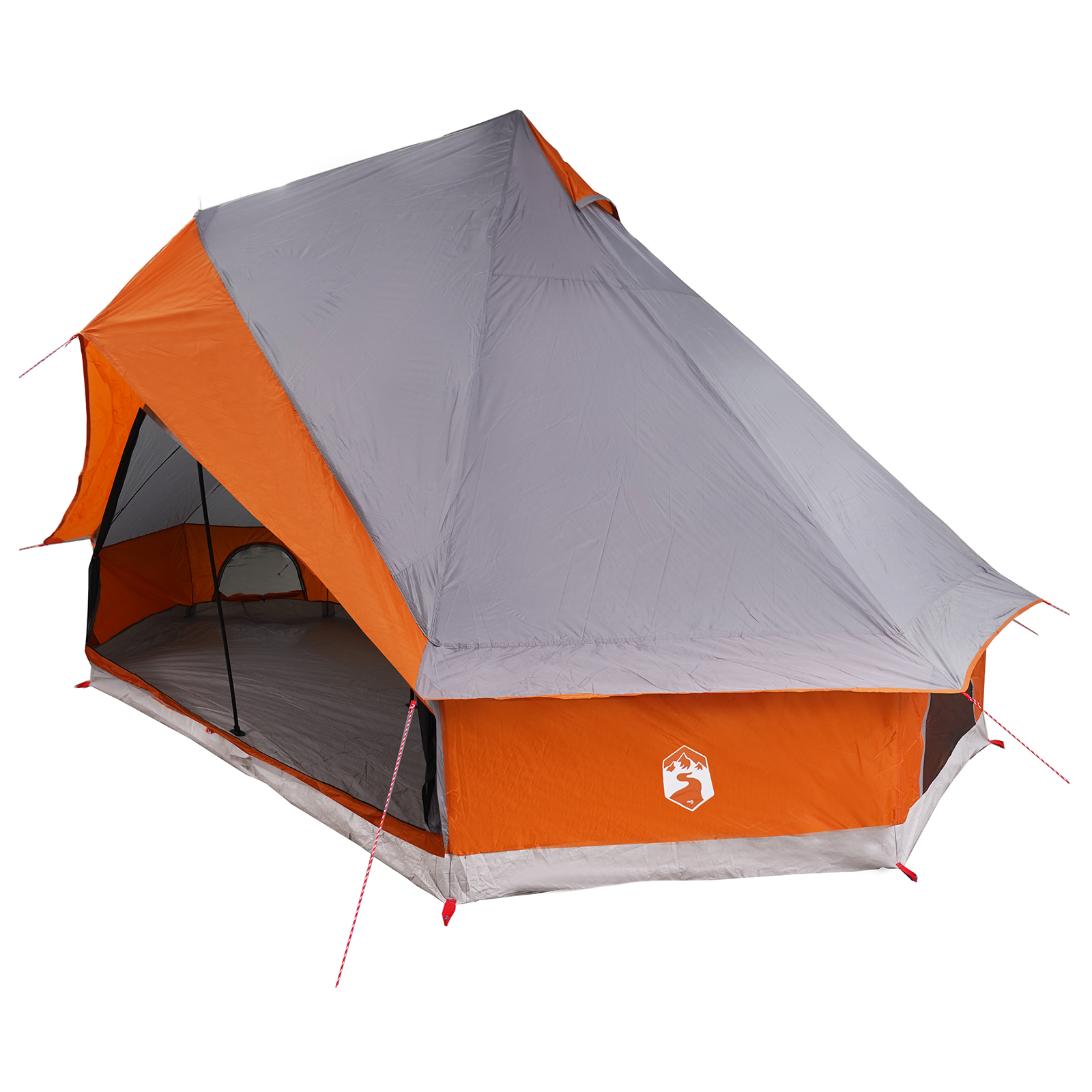 Family Tent Tipi Grey and Orange 8-Person Waterproof - Image 2