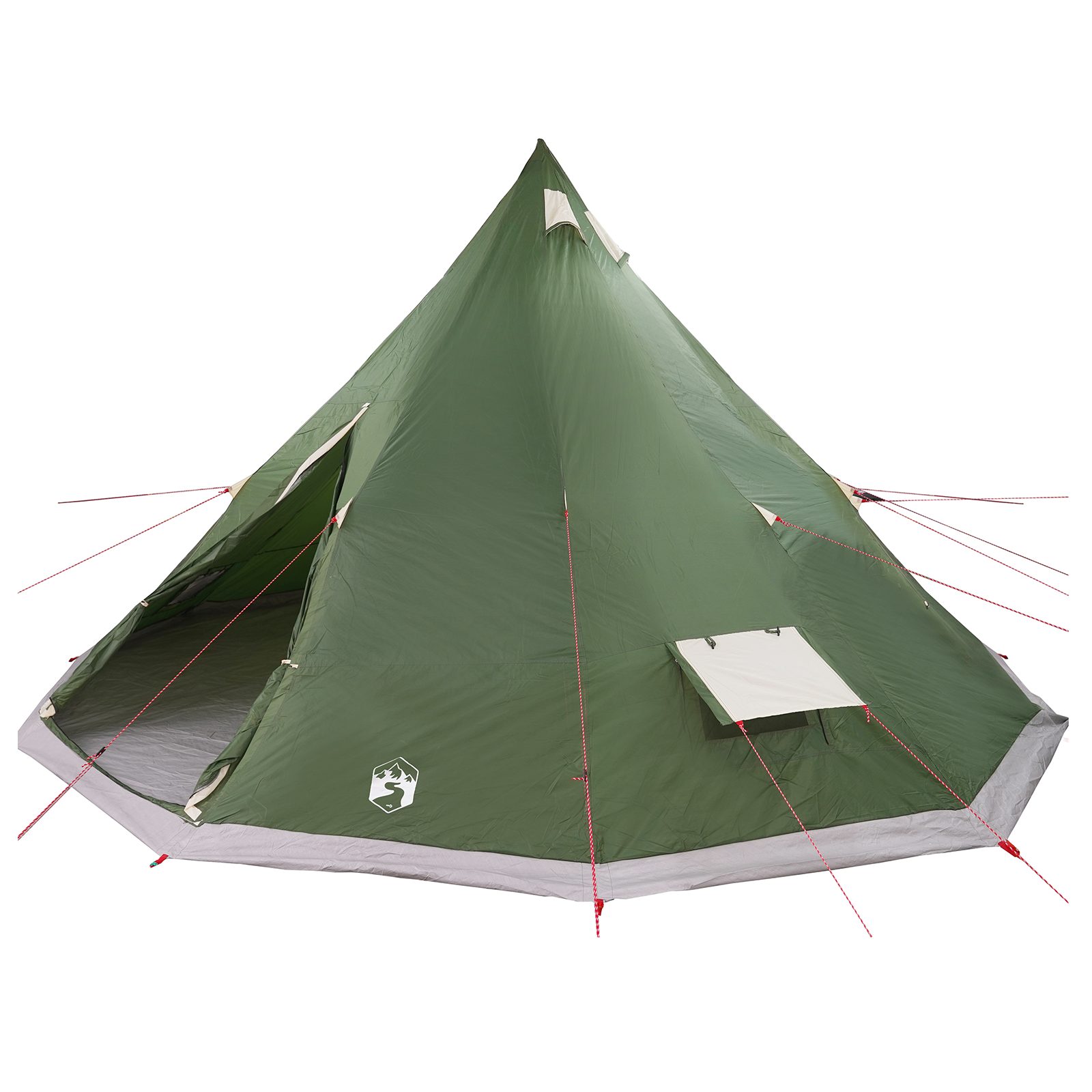 Family Tent Tipi Green 12-Person Waterproof - Image 2