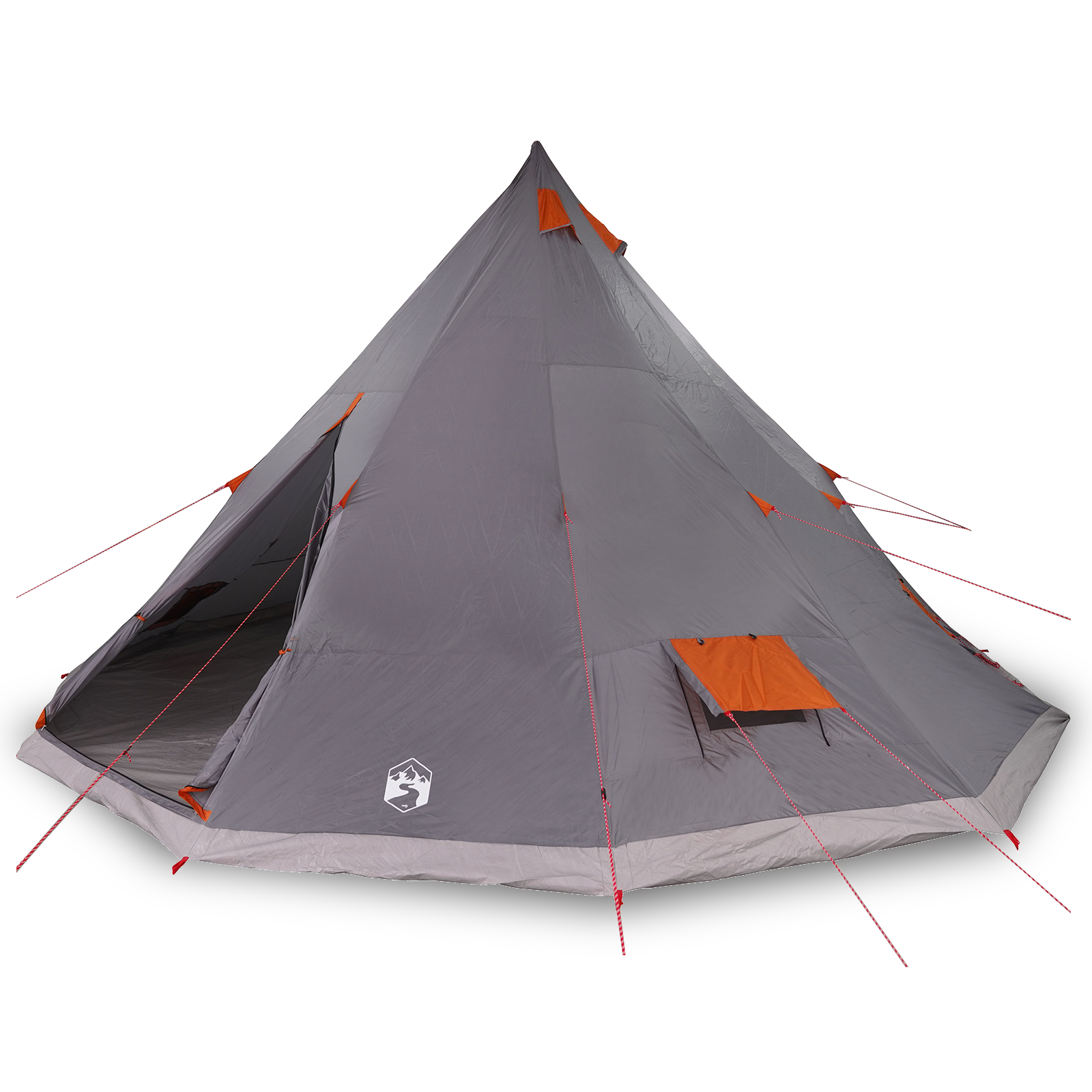Family Tent Tipi Grey and Orange 12-Person Waterproof - Image 3