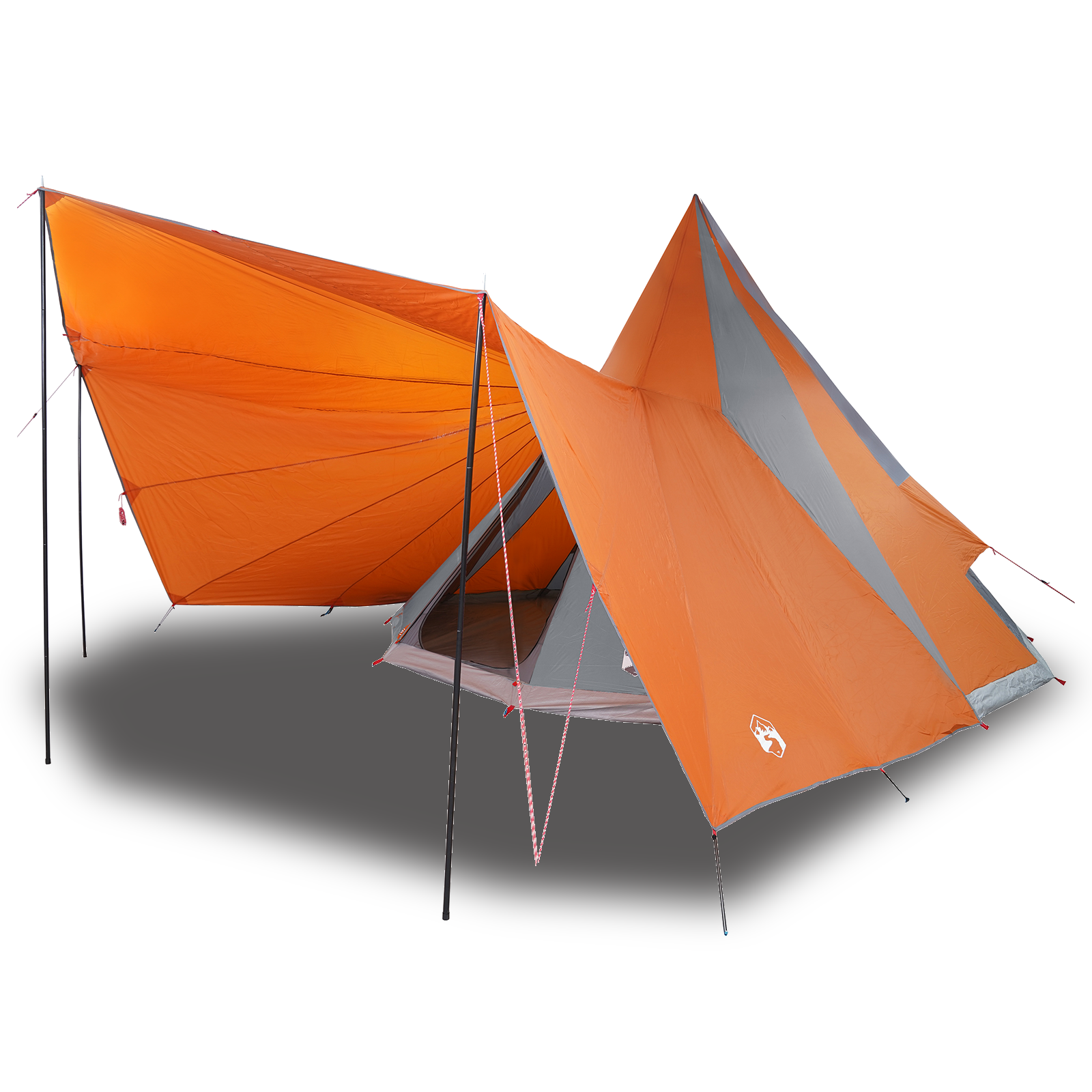Family Tent Tipi Grey and Orange 12-Person Waterproof - Image 3