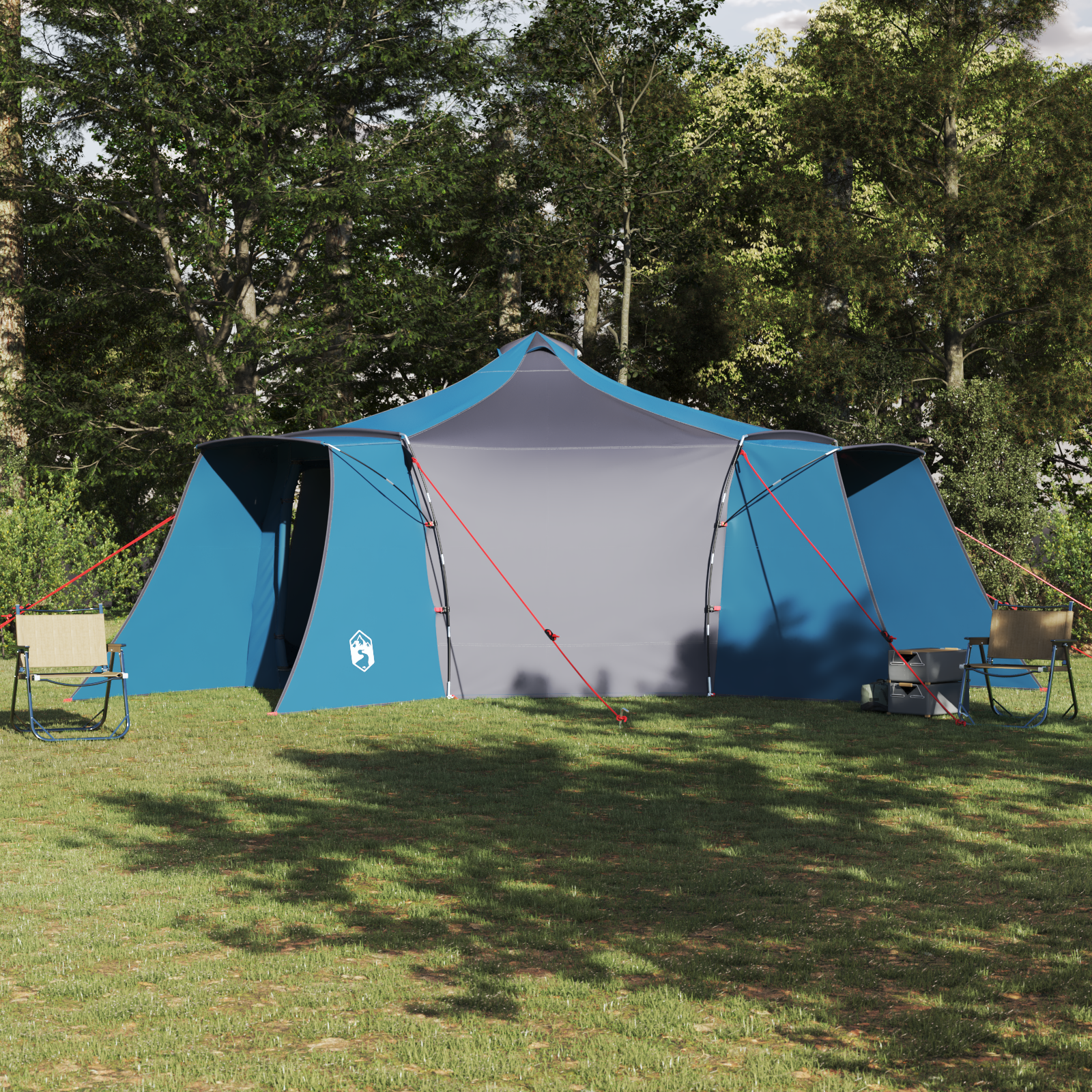 Family Tent Tipi Blue 8-Person Waterproof