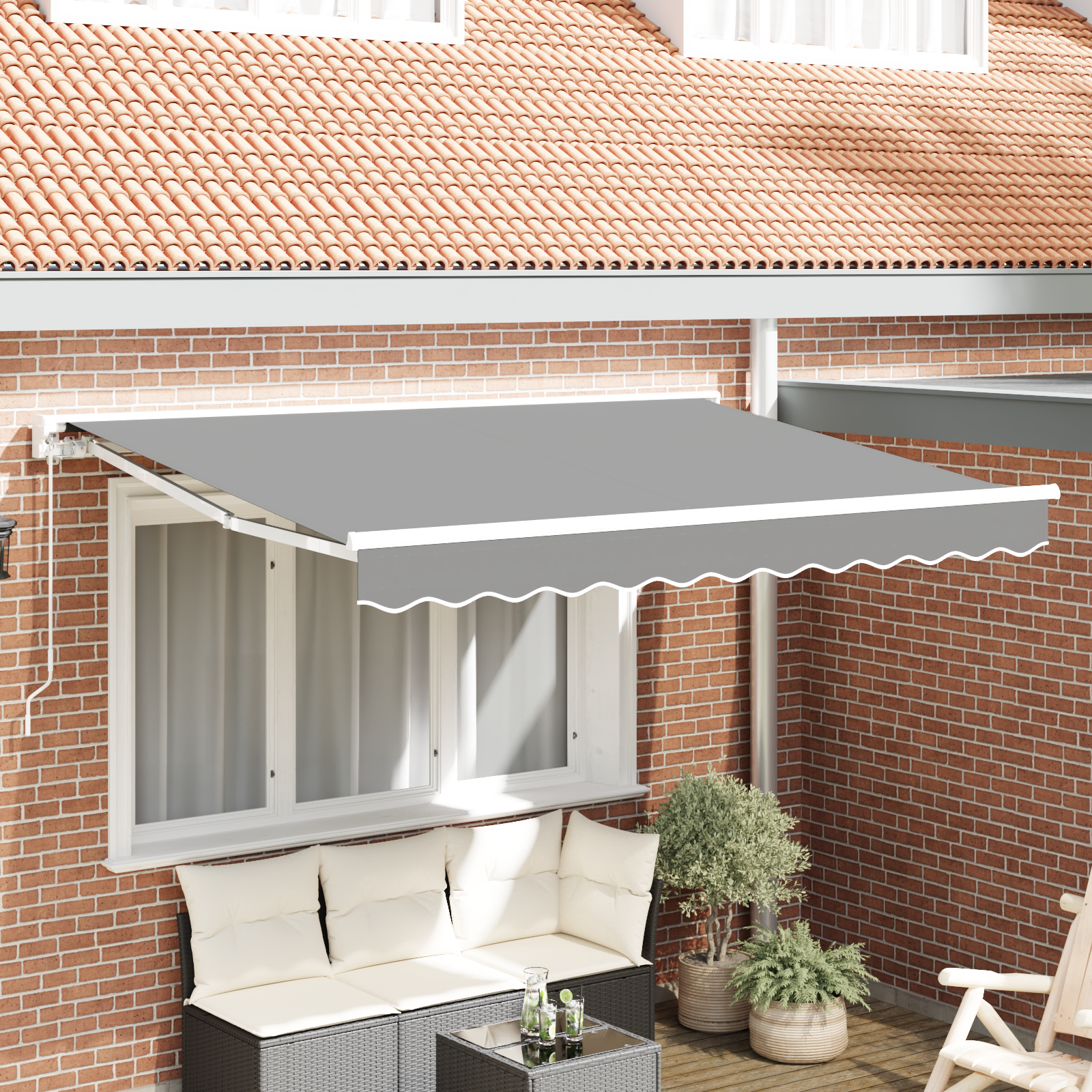 Semi-Cassette Awning Frame Retractable Manually-Operated Metal