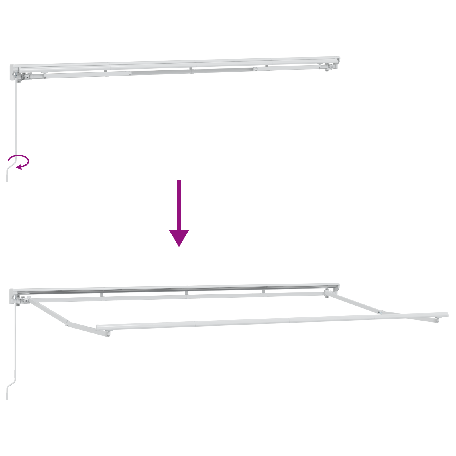 Semi-Cassette Awning Frame Retractable Manually-Operated Metal - Image 9