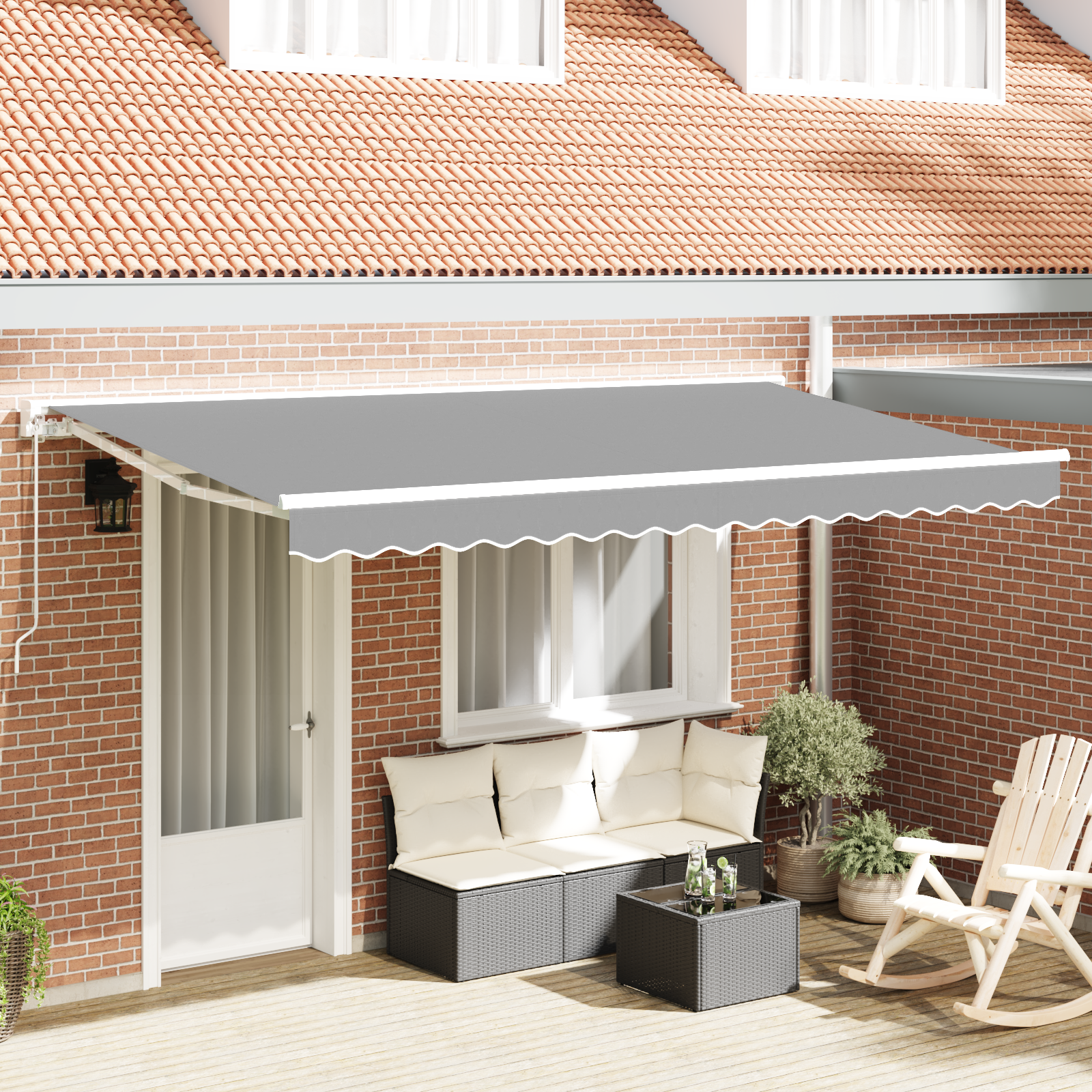 Semi-Cassette Awning Frame Retractable Manually-Operated Metal