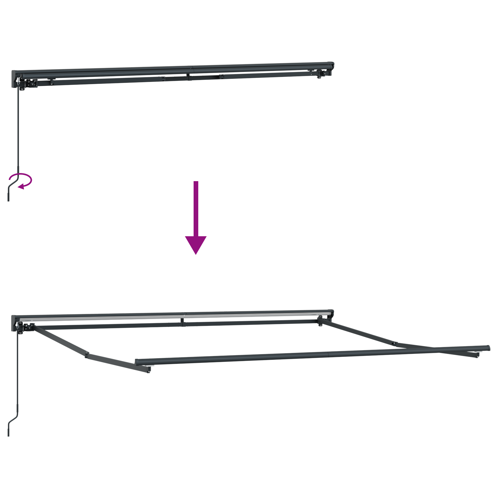 Semi-Cassette Awning Frame Retractable Manually-Operated Metal - Image 9