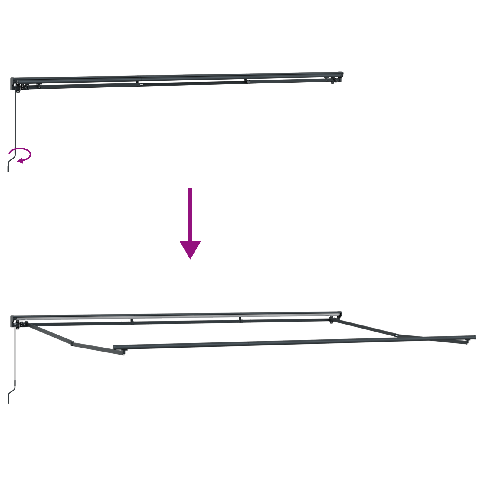 Semi-Cassette Awning Frame, Retractable, Manually Operated Metal - Image 9