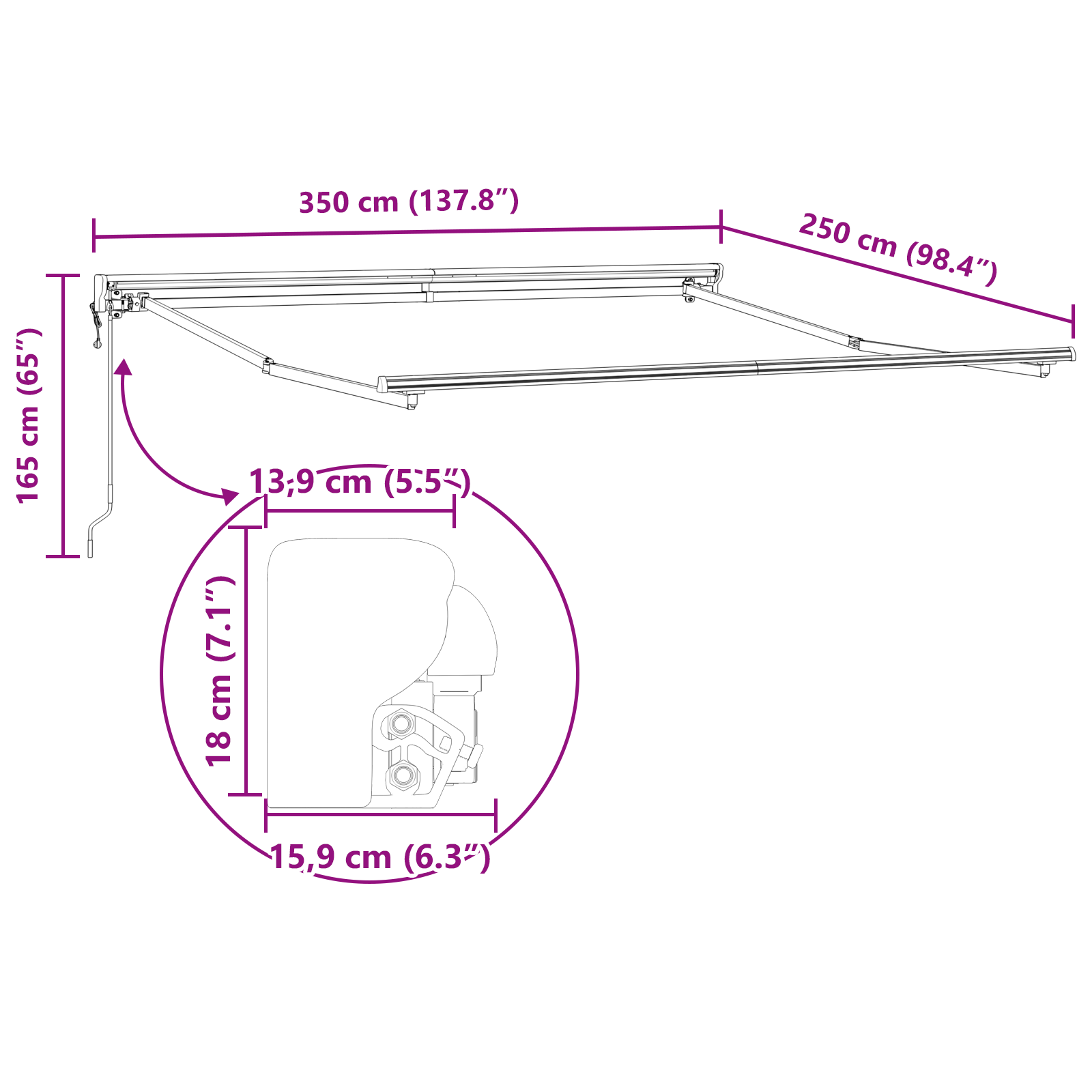 Electric Semi-Cassette Awning Frame Retractable Metal - Image 10
