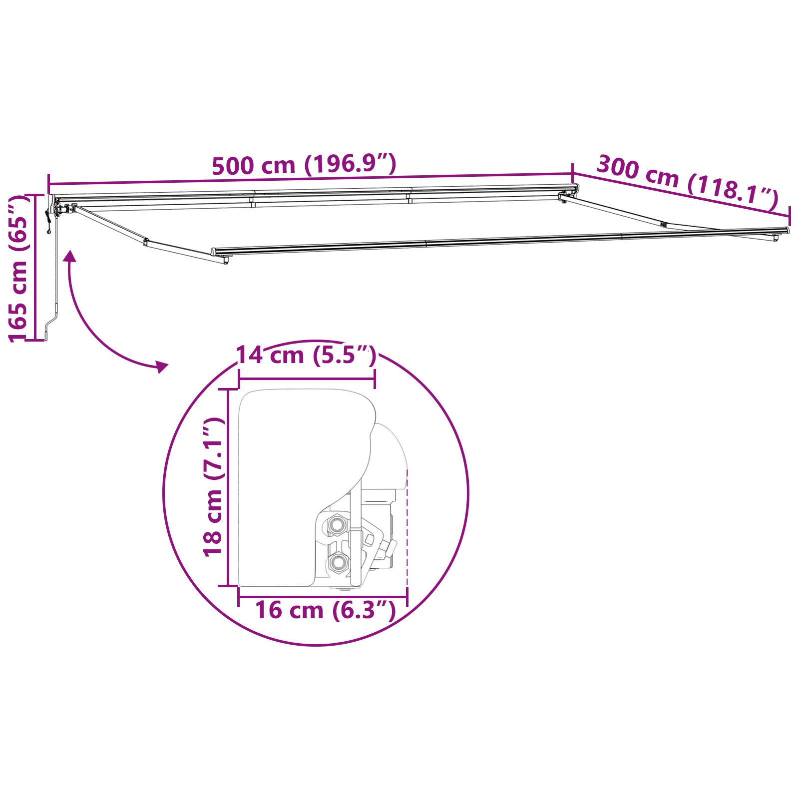 Electric Semi-Cassette Awning Frame Retractable Metal - Image 10