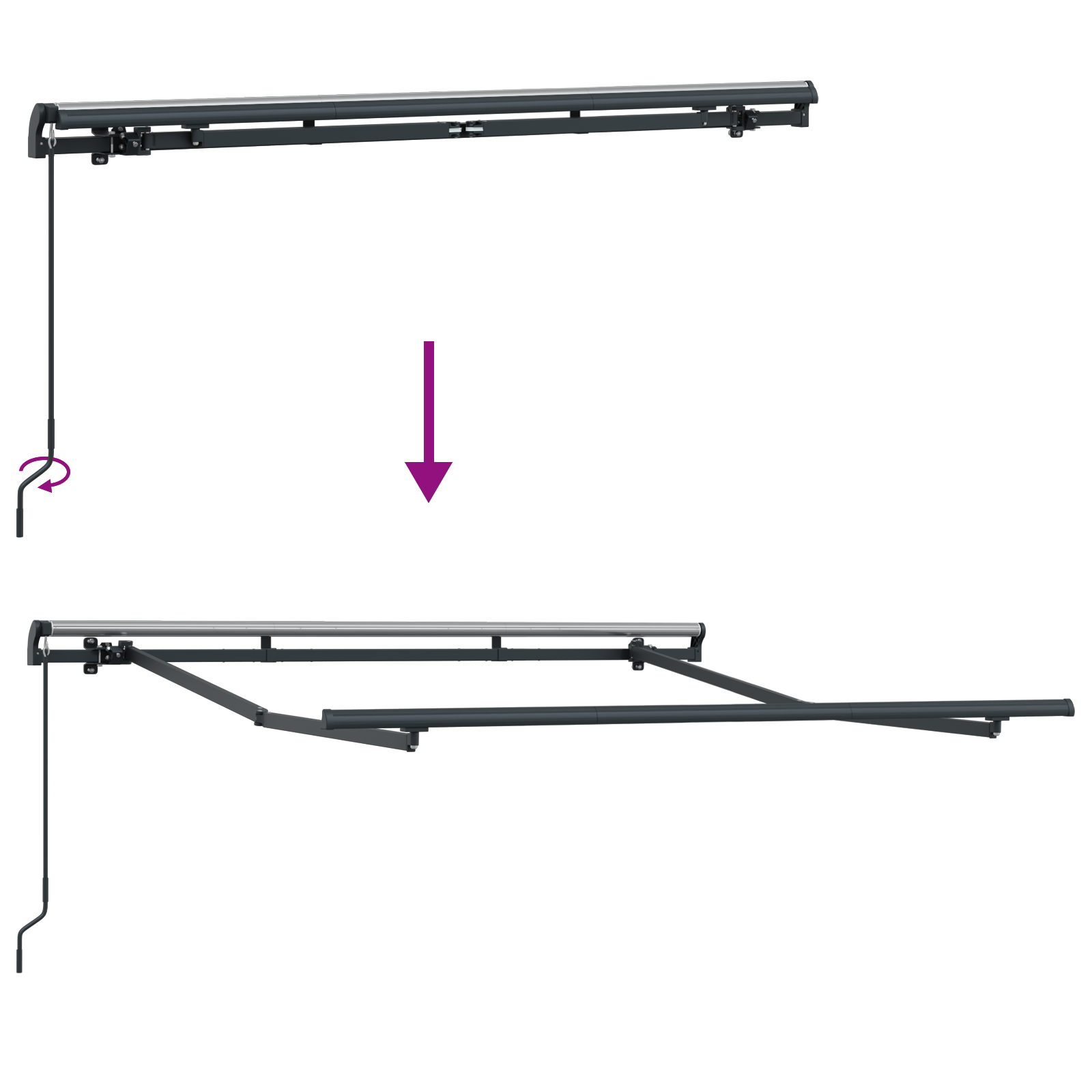 Retractable Manual Awning Frame 2.5x2 m Metal - Image 9
