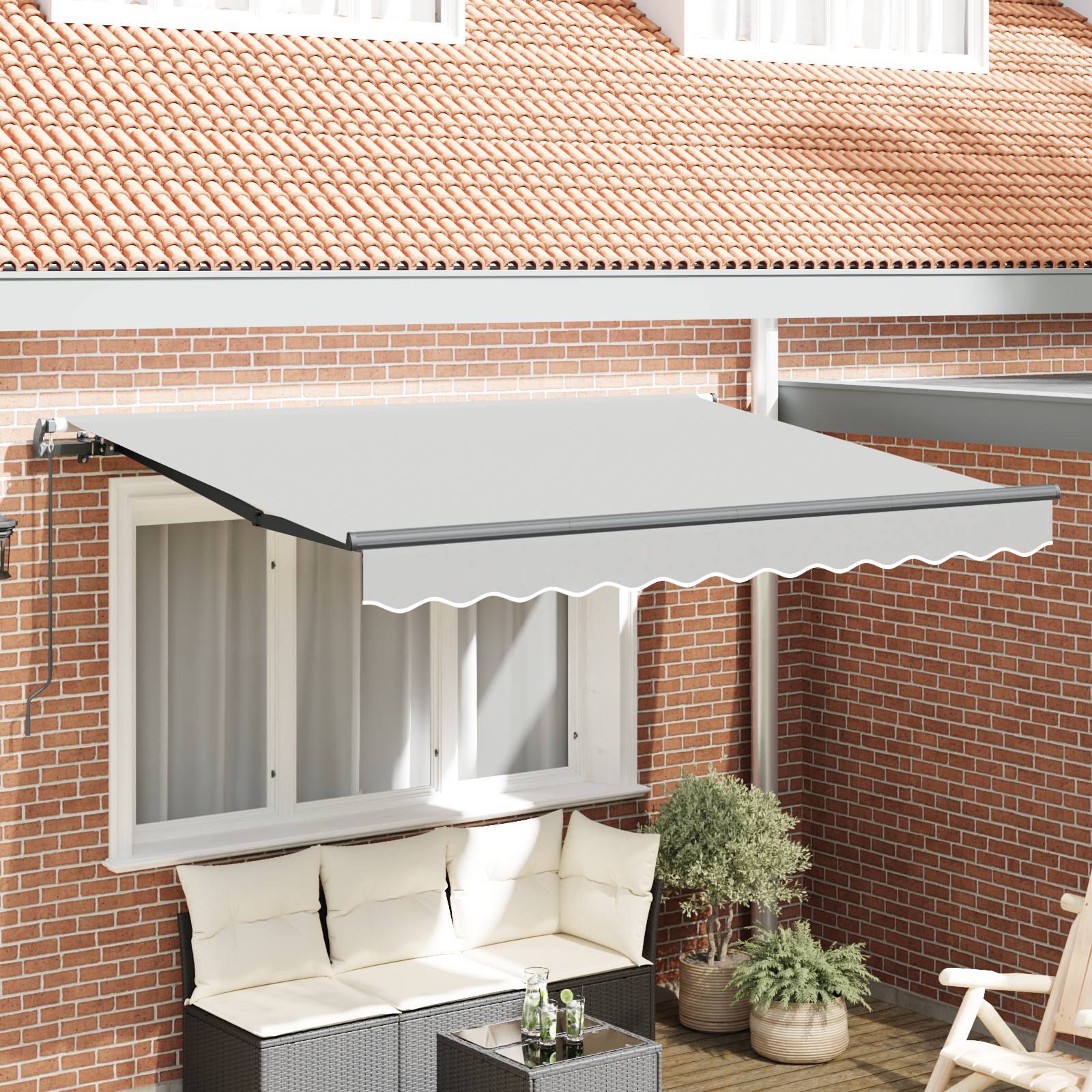 Zonnescherm Frame Uittrekbaar Handmatig Bediend 3×2 cm Metaal