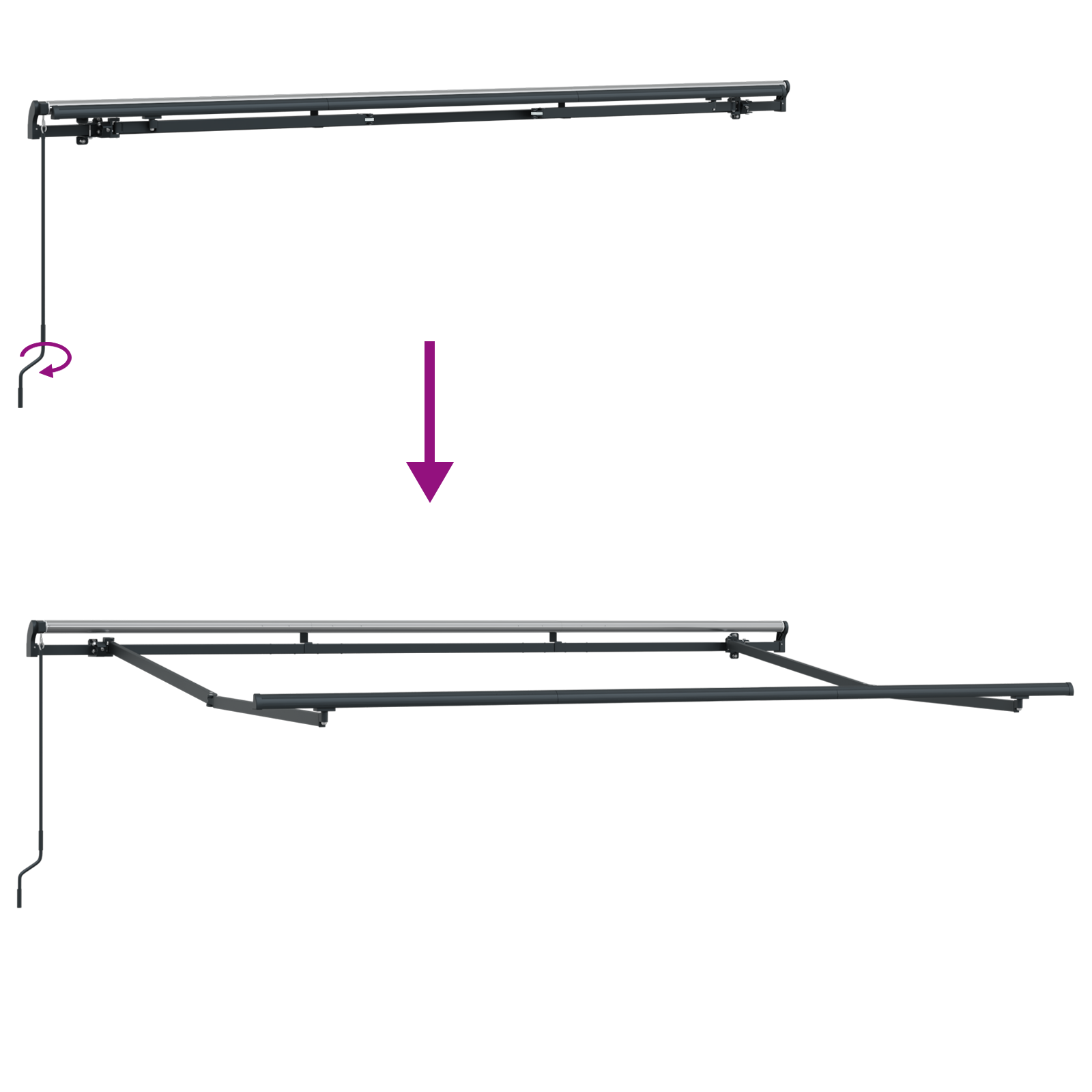 Awning Frame Retractable Manually-Operated 3.5x2 cm Metal - Image 9
