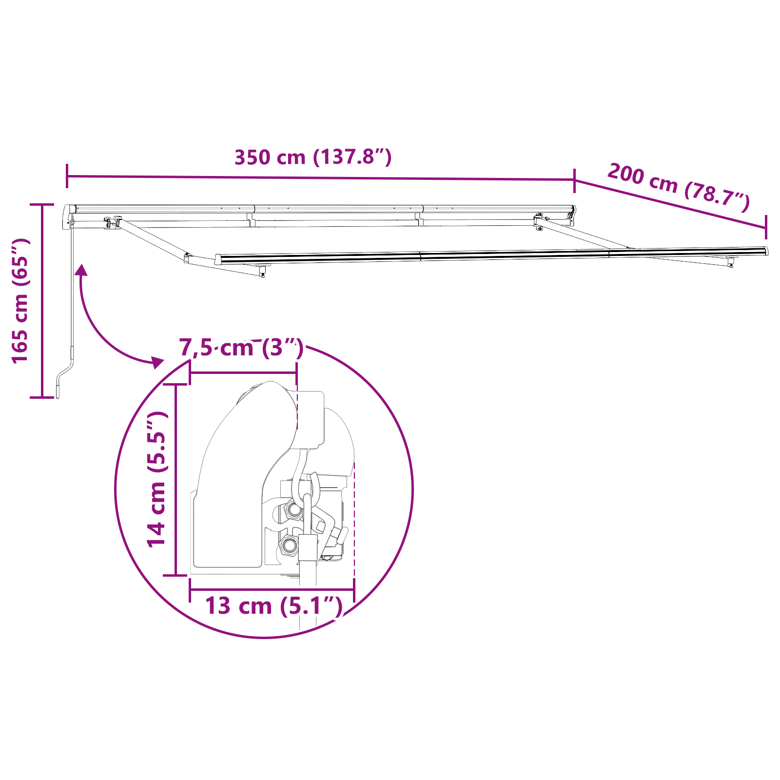 Awning Frame Retractable Manually-Operated 3.5x2 cm Metal - Image 10