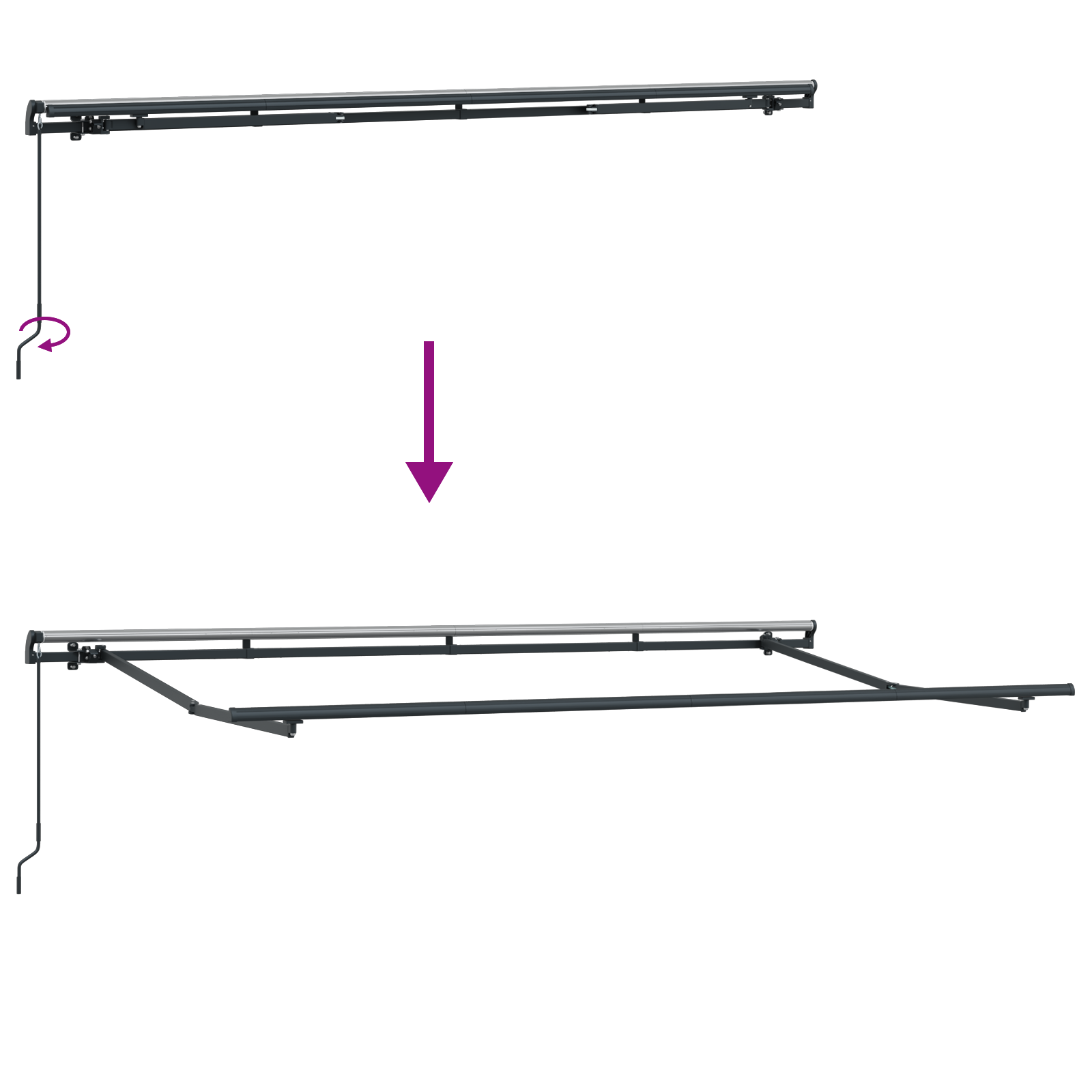 Awning Frame Retractable Manually-Operated 4x2 cm Metal - Image 9