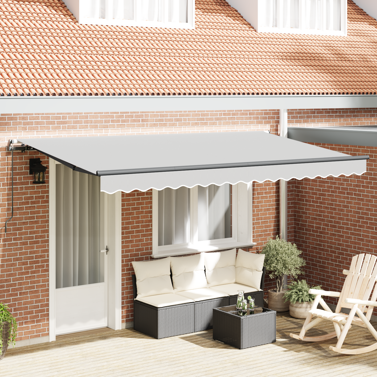 Awning Frame Retractable Manually-Operated 4x2 cm Metal
