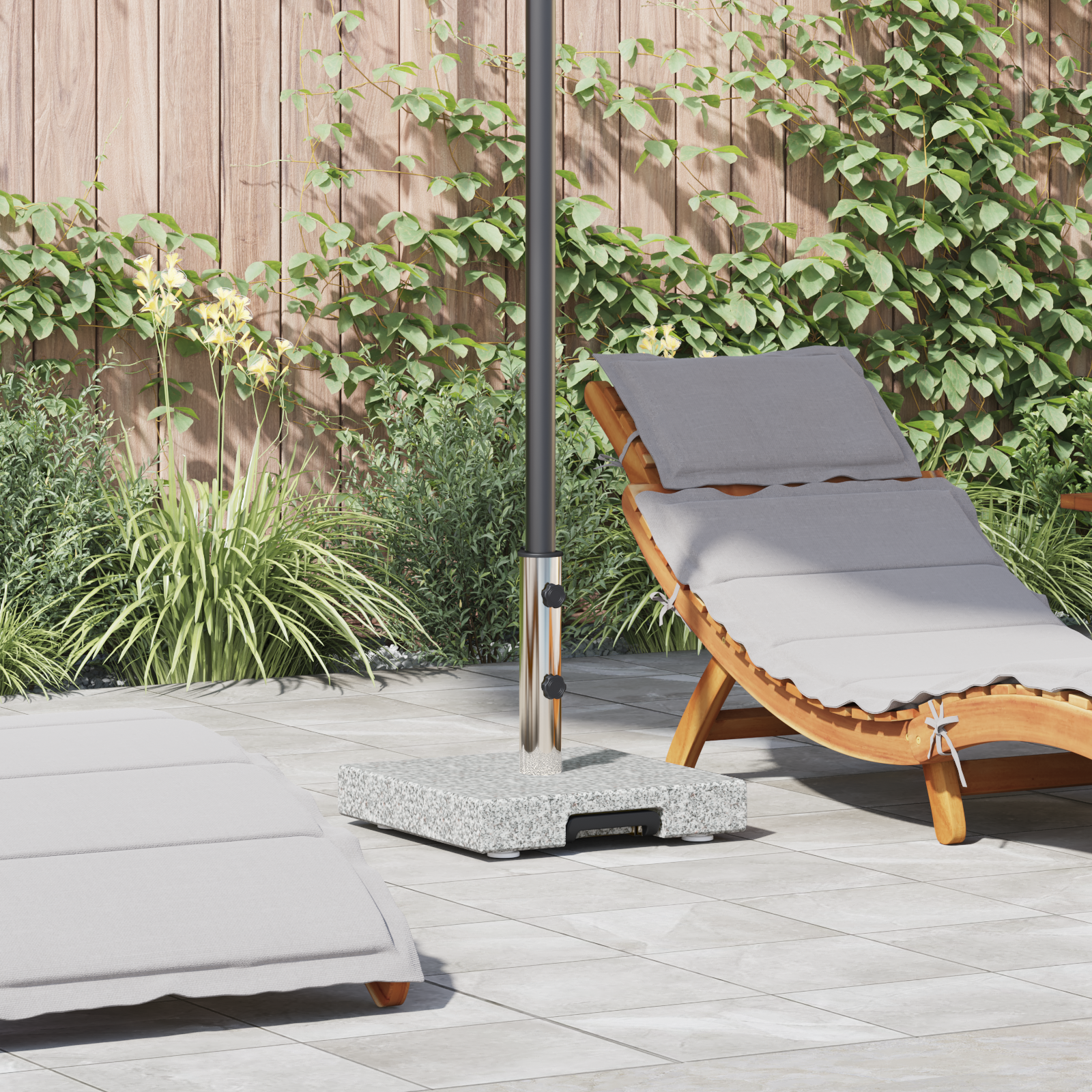 Wheeled Parasol Base met Handgreep Grijs Graniet 29 kg Vierkant