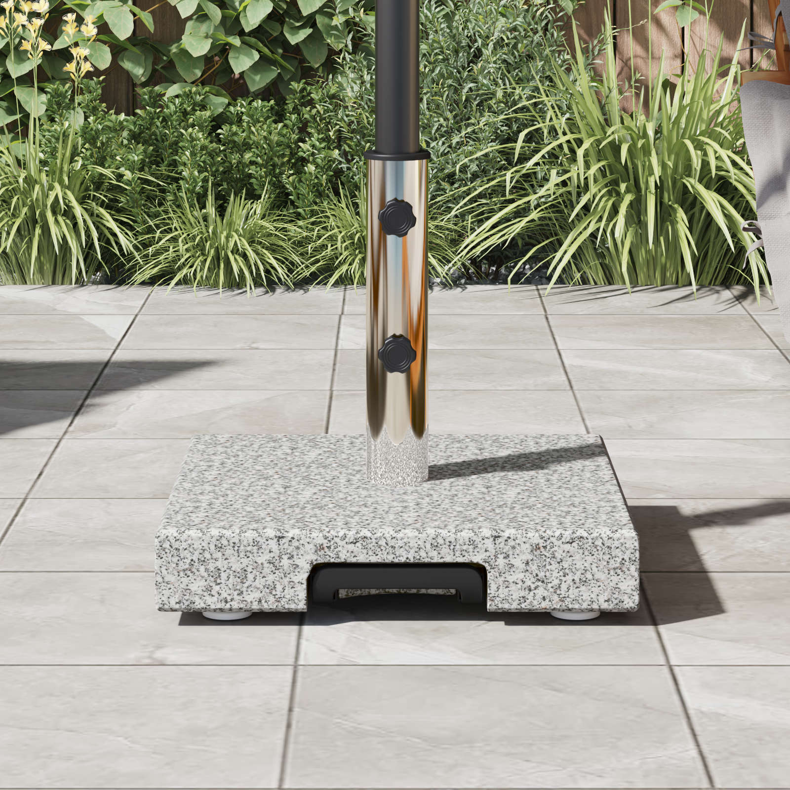 Wheeled Parasol Base with Handle Grey Granite 29 kg Square - Image 4