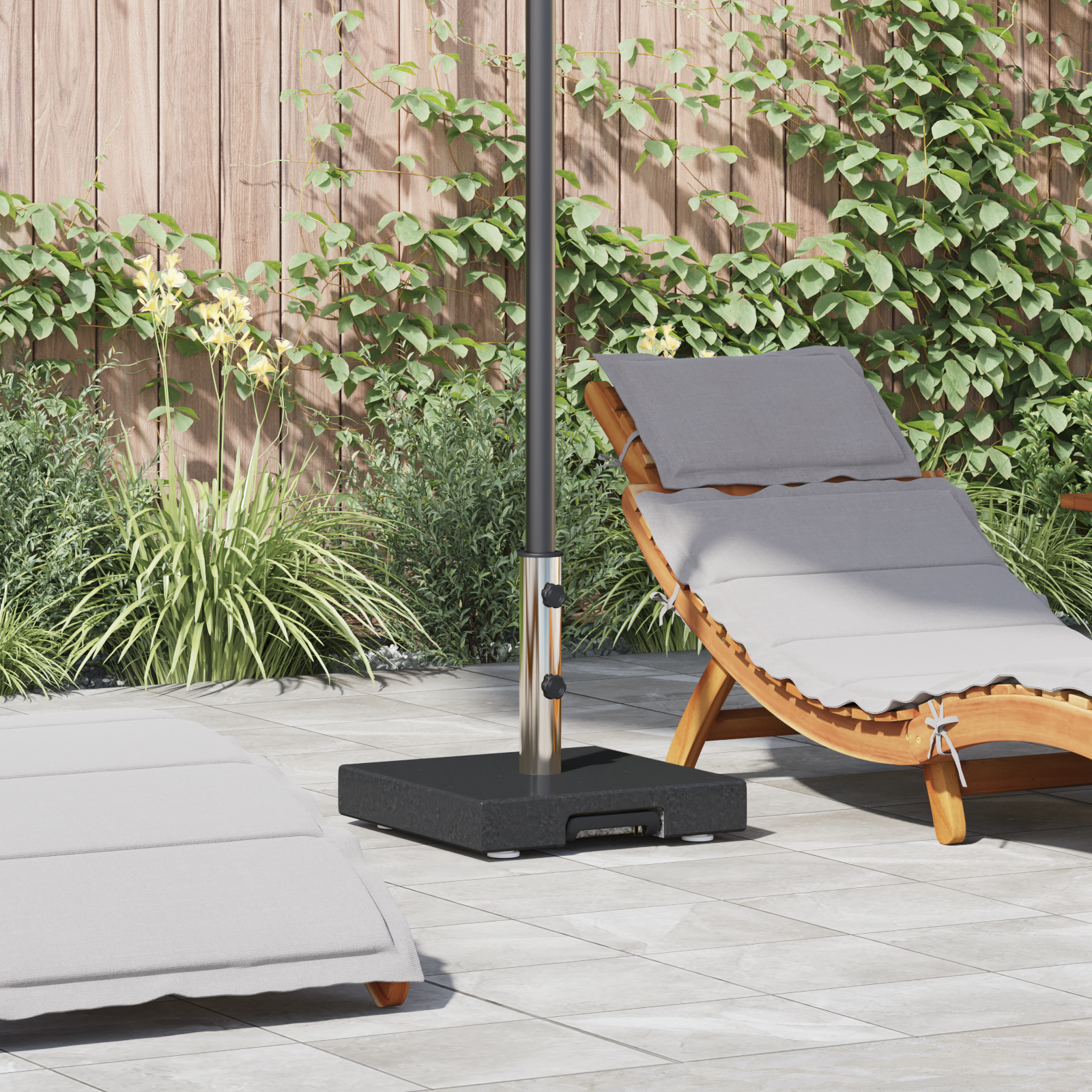 Wheeled Parasol Base with Handle Black Granite 29 kg Square
