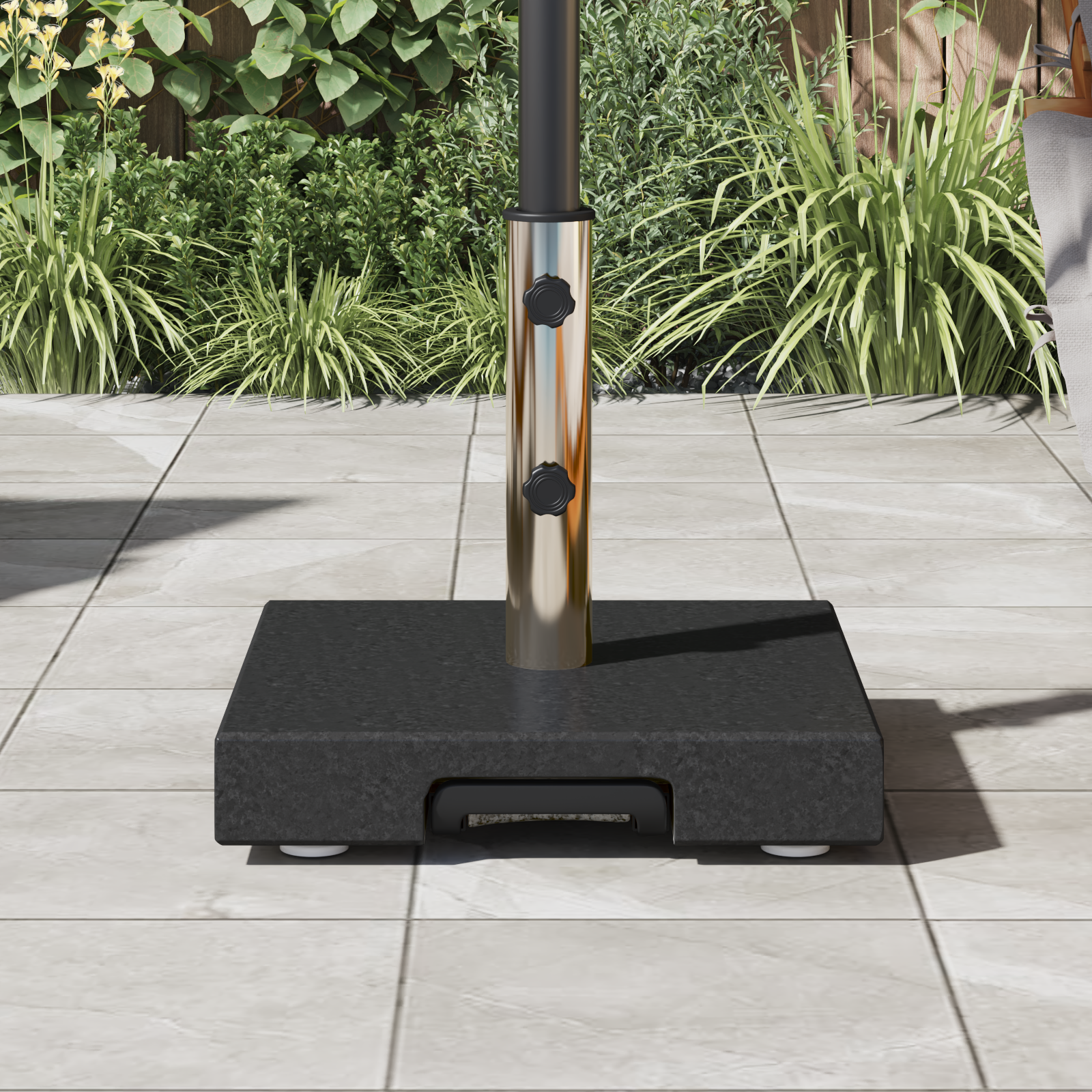 Wheeled Parasol Base with Handle Black Granite 29 kg Square - Image 4