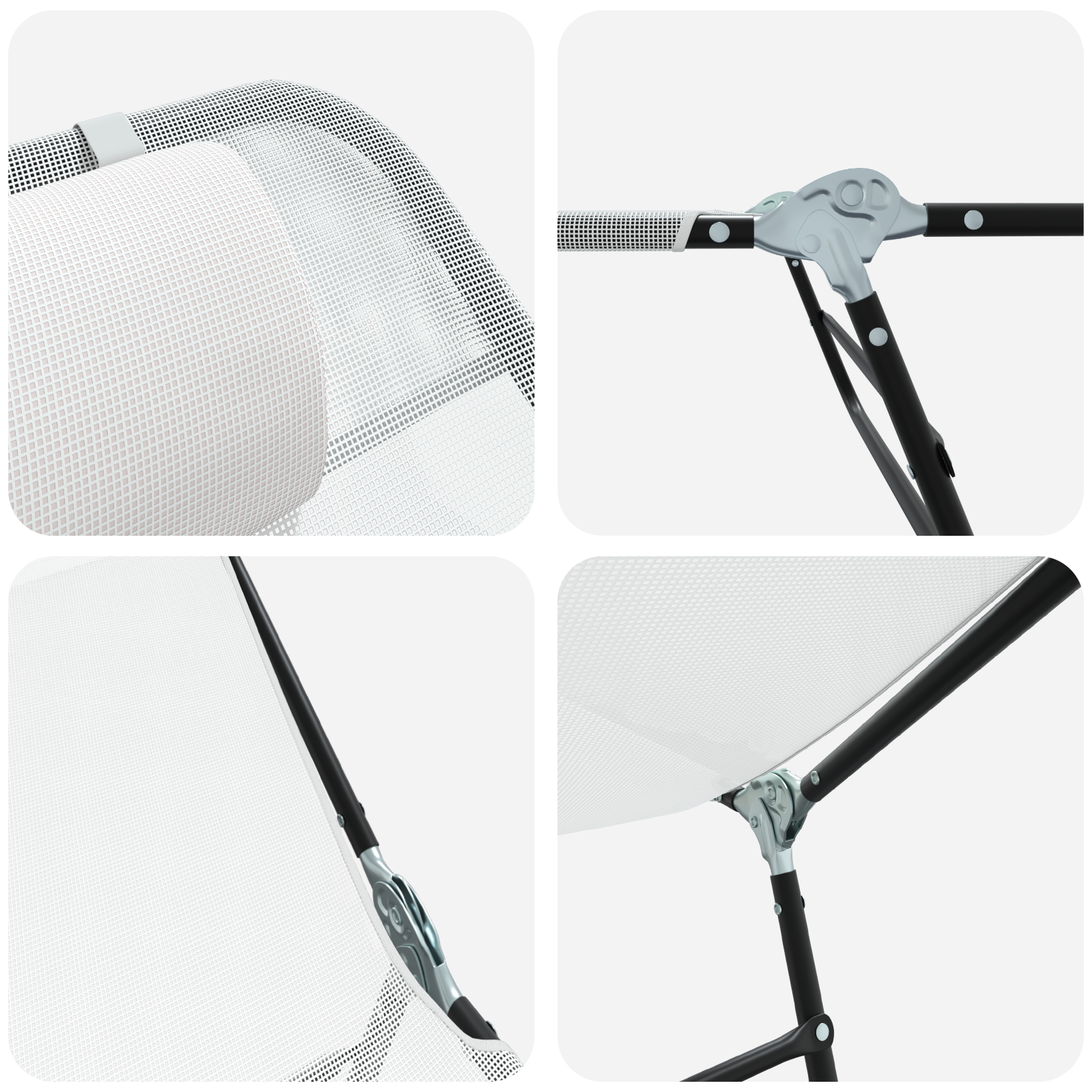 Folding Sun Lounger with Headrest Cream Textilene - Image 5