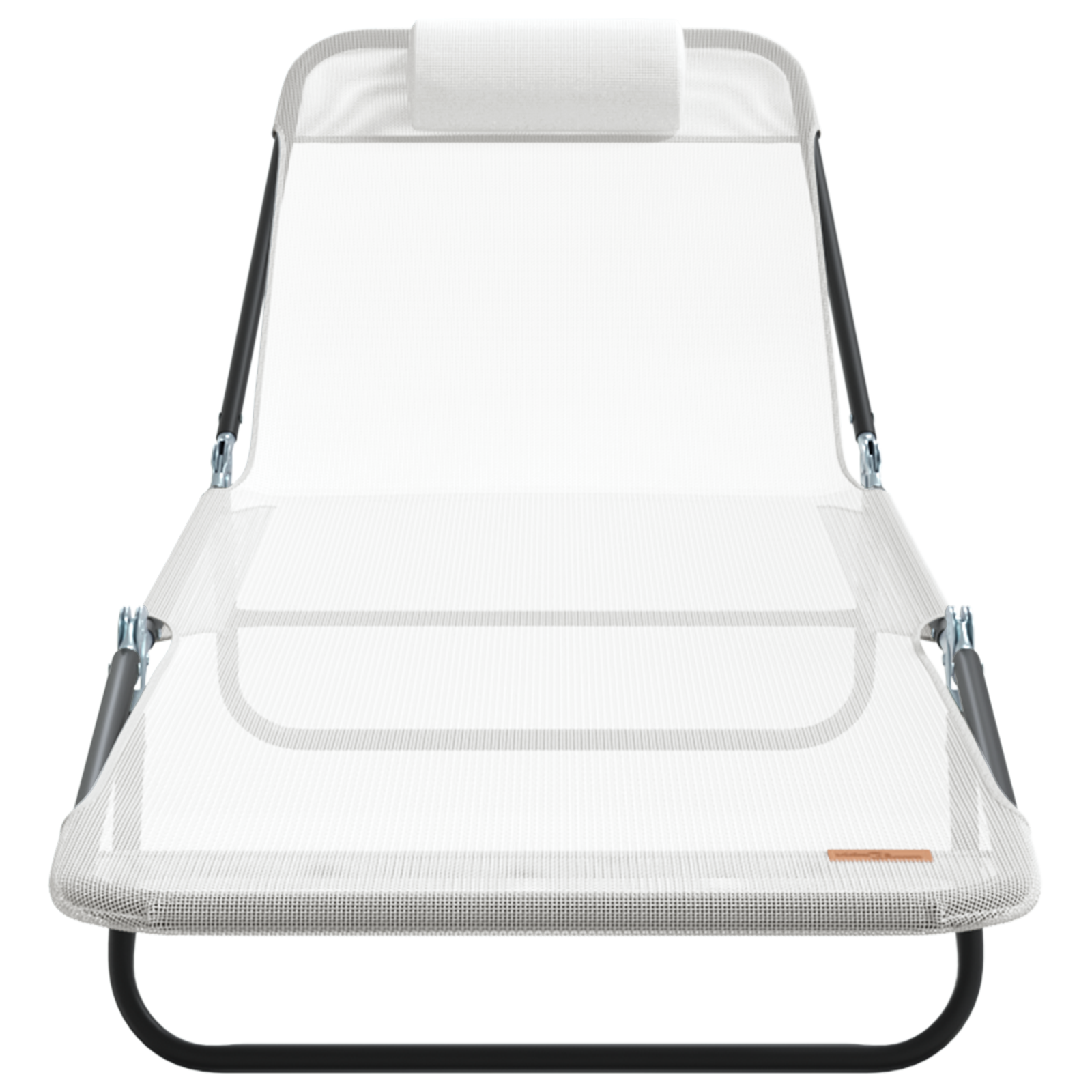 Folding Sun Lounger with Headrest Cream Textilene - Image 4