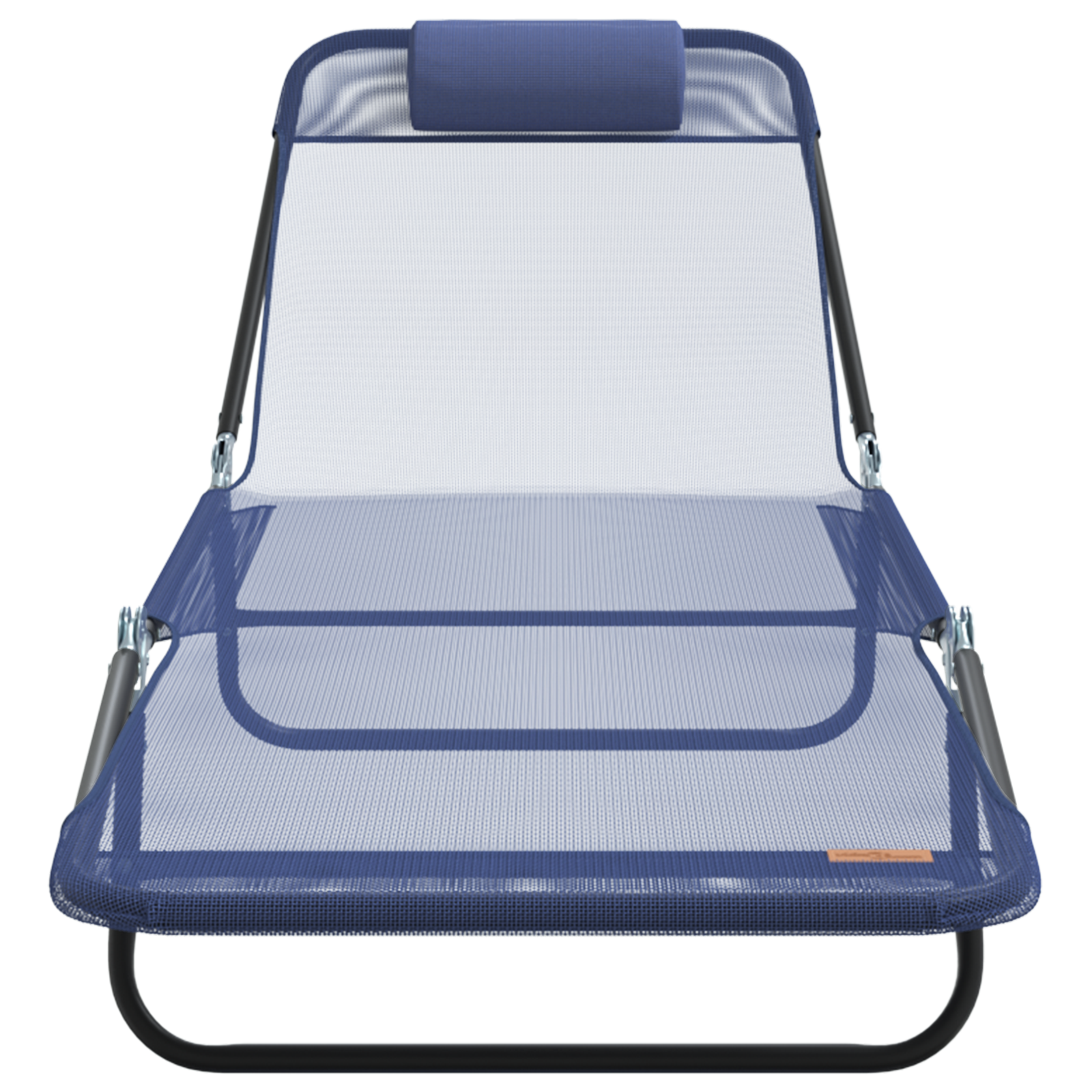 Folding Sun Lounger with Headrest Navy Textilene - Image 4