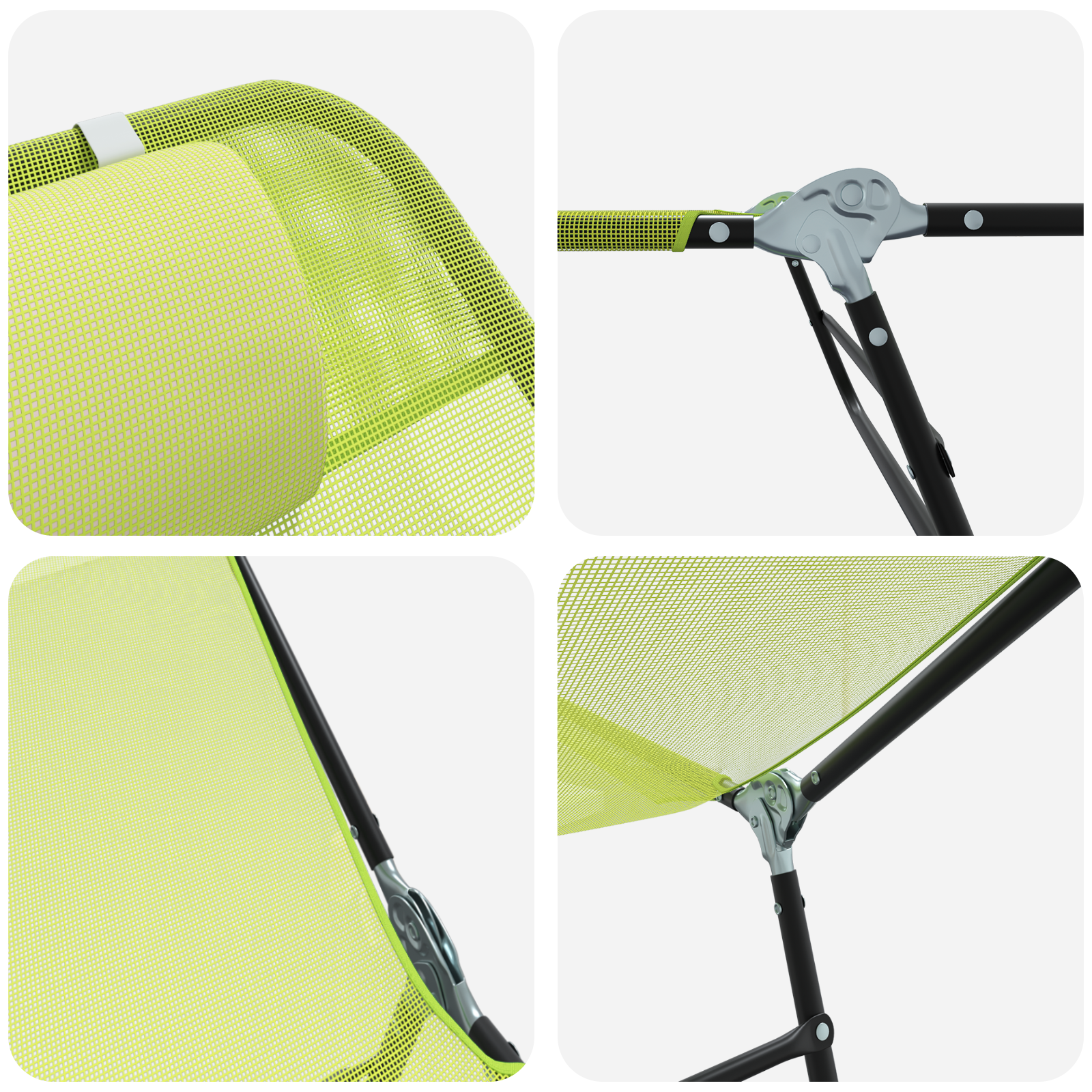 Folding Sun Lounger with Headrest Green Textilene - Image 5
