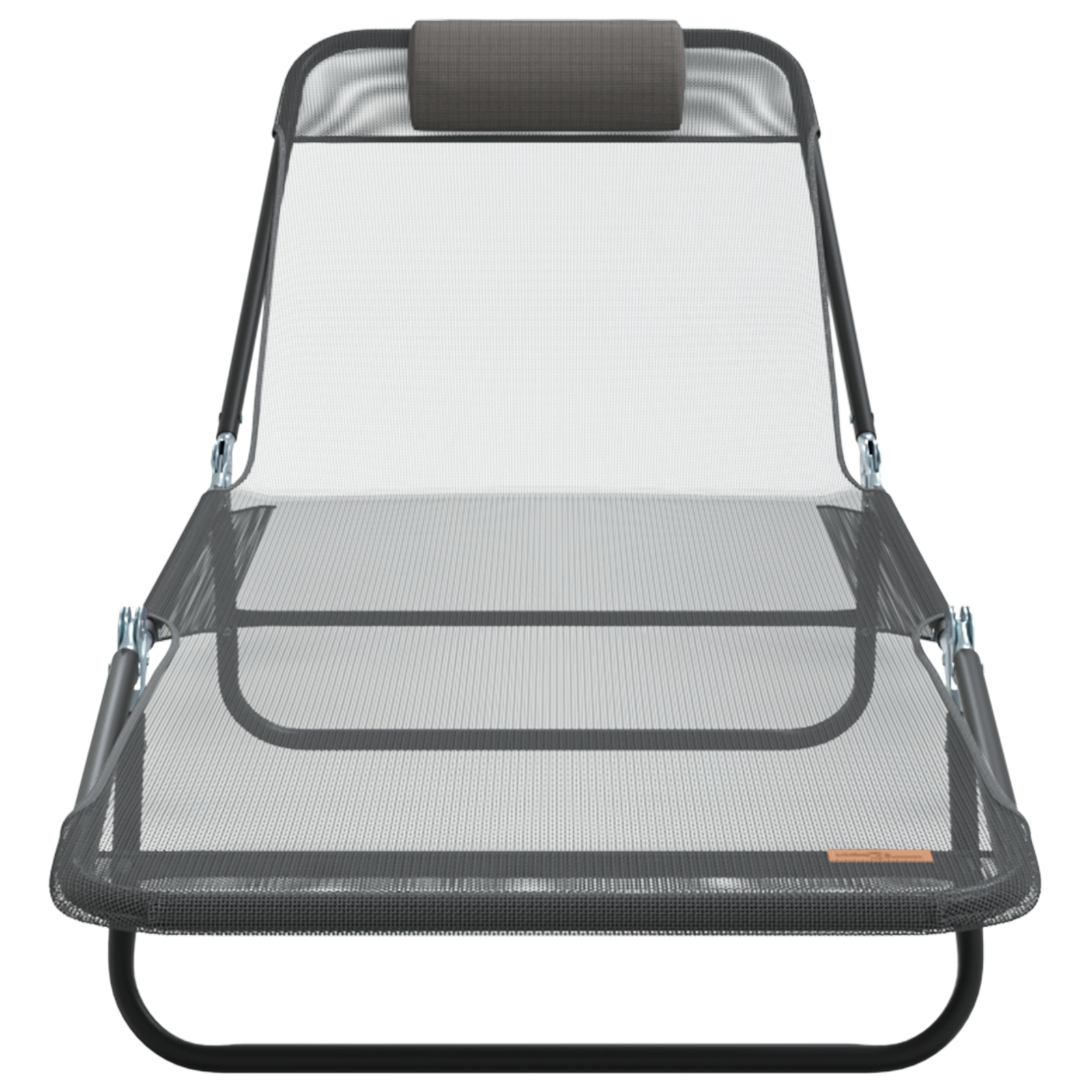 Folding Sun Lounger with Headrest Grey Textilene - Image 4